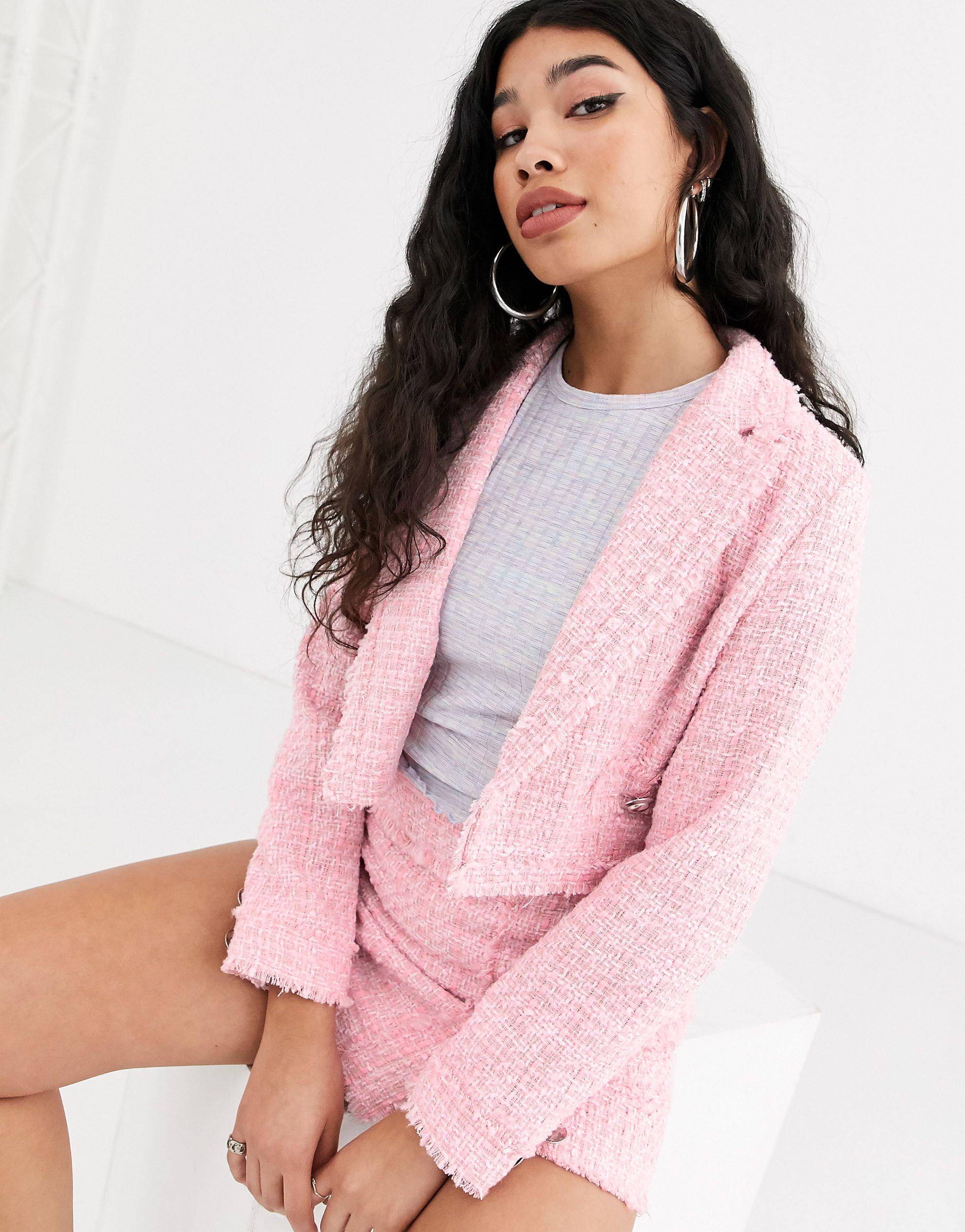 Bershka Cropped Jacket With Pocket in Pink | Lyst Australia