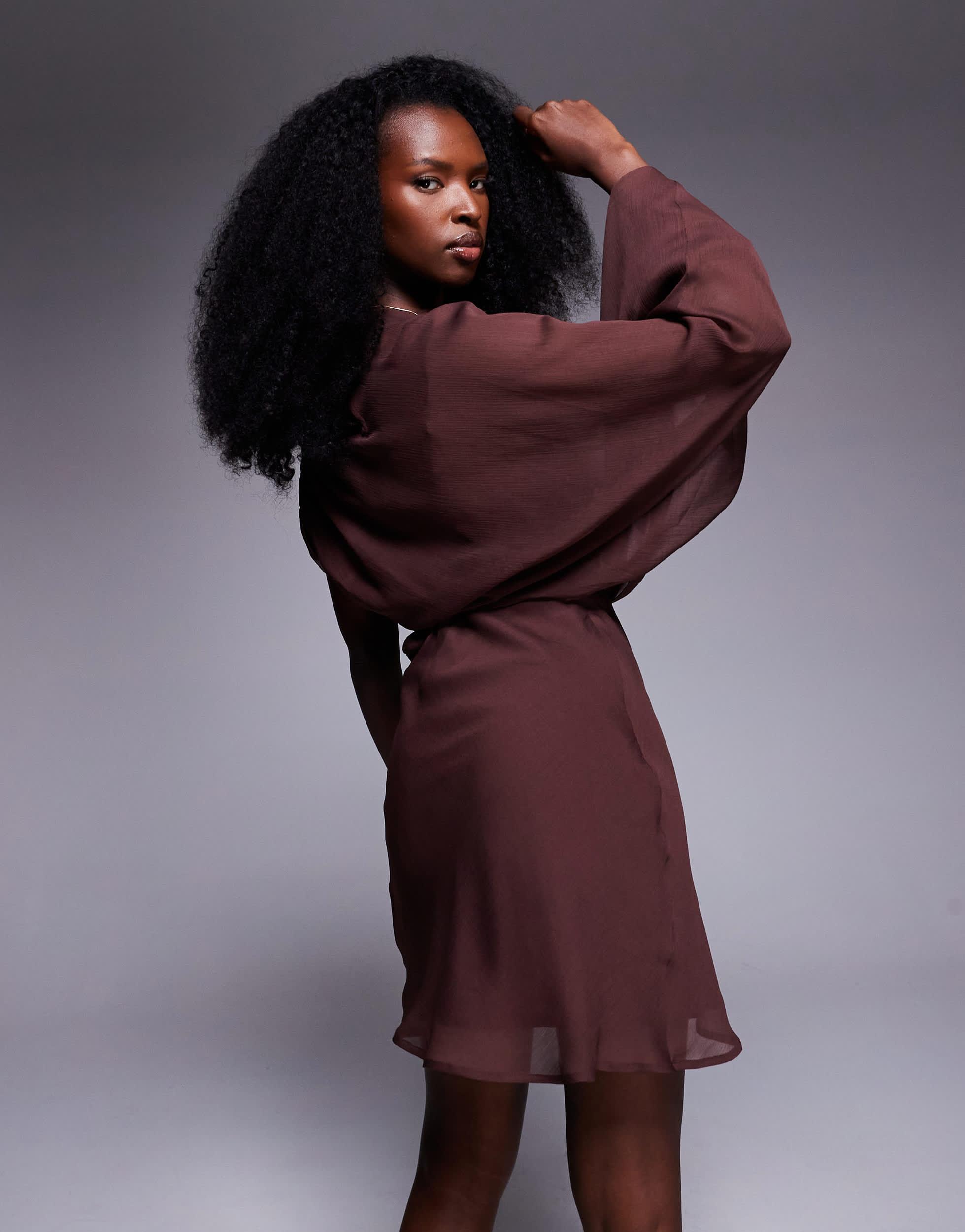 asymmetric draped cut out mini dress ASOS High Neck With in Purple sculptural twist
