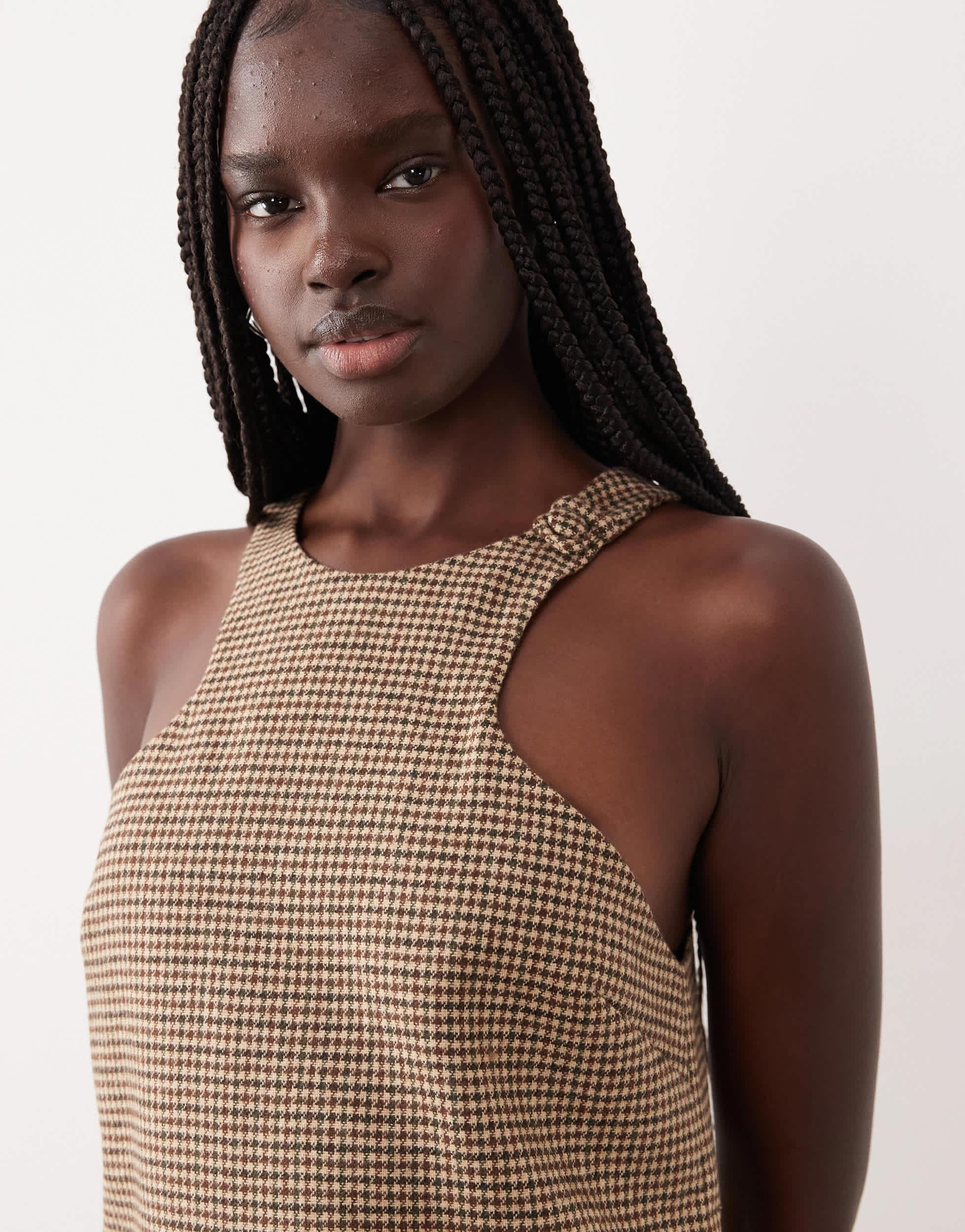 Mango Sleeveless Tailored Mini Dress in Brown | Lyst