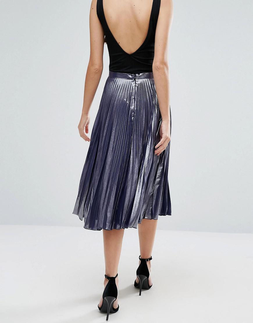 warehouse silver metallic skirt