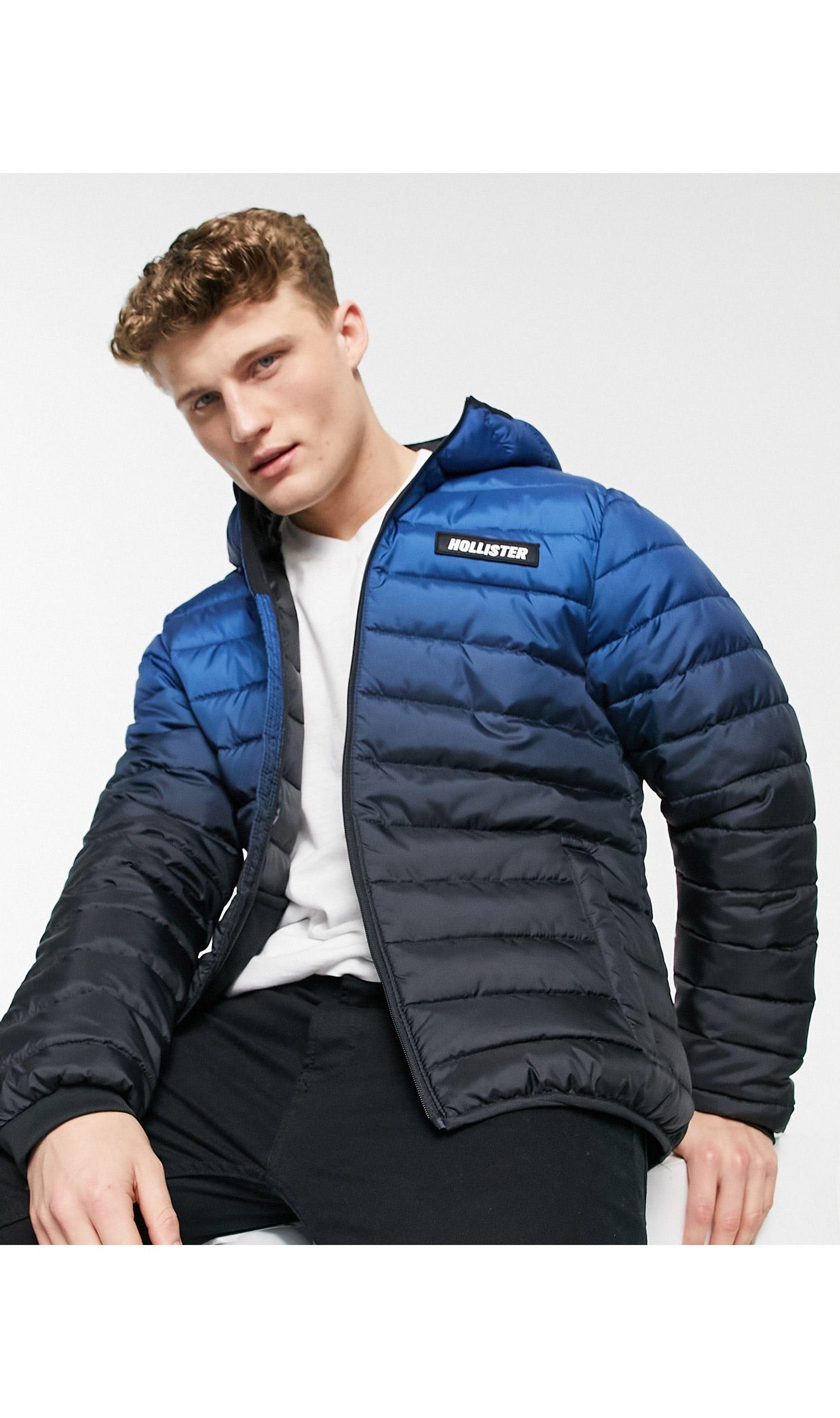 Hollister Ombre Lightweight Hooded Puffer Jacket in Blue for Men | Lyst  Canada