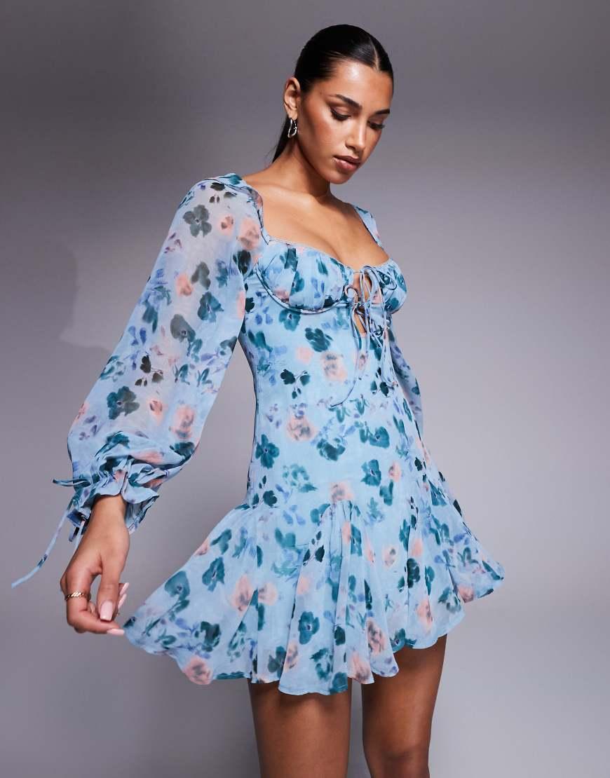 blue milkmaid mini dress Love Triangle With Tie Detail in ed4726 back brunch date Forever 21 Ruched Mesh Shoe Size (UK):9.5