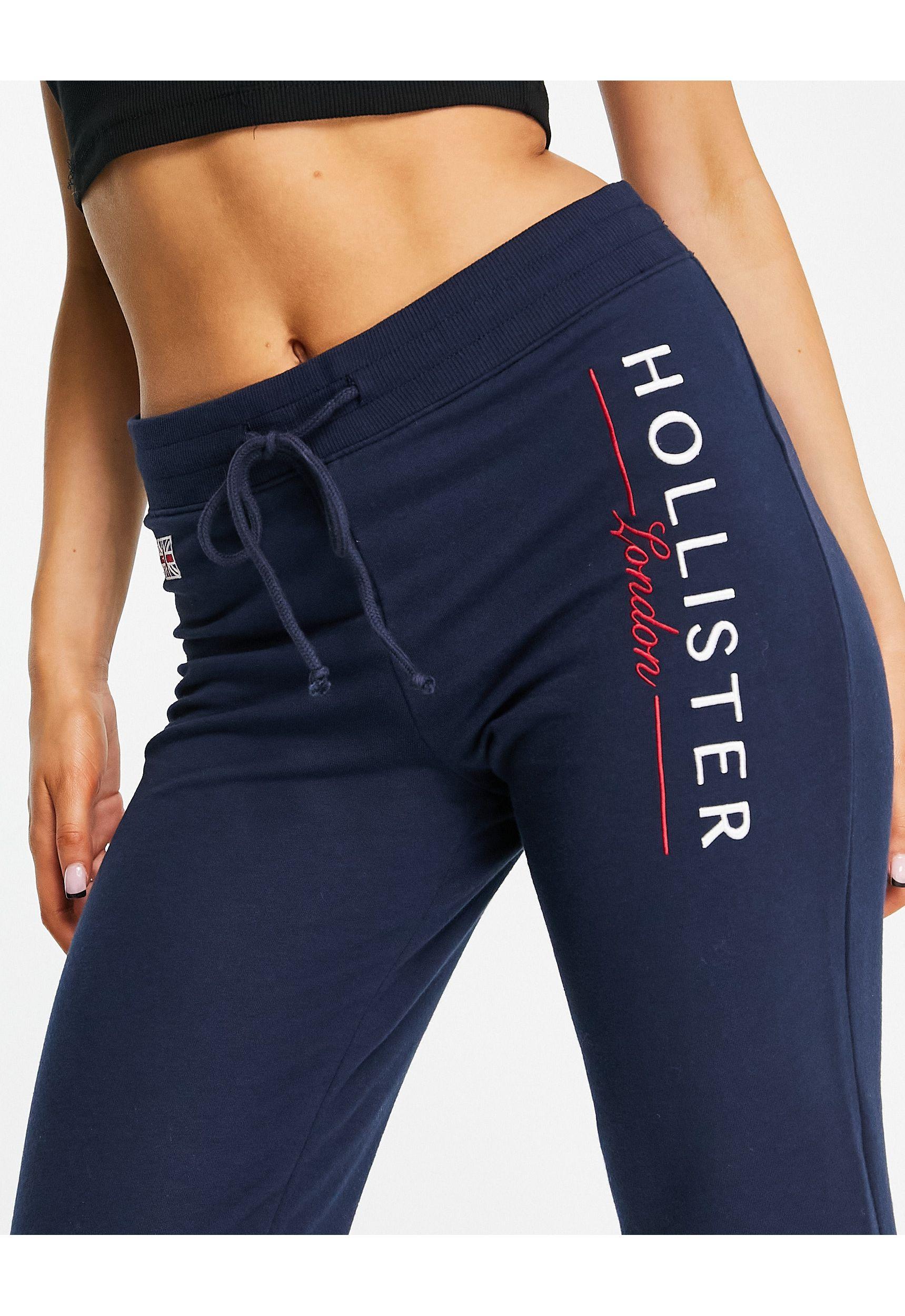 Hollister Straight Leg Logo joggers in Blue