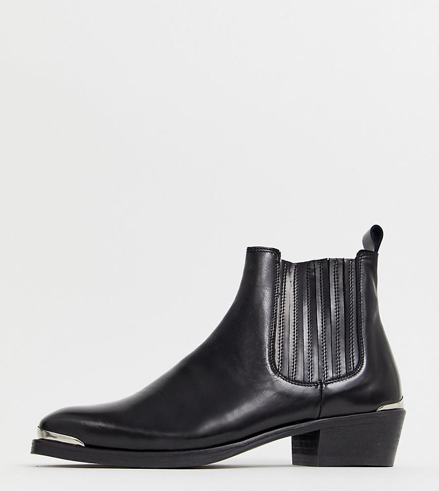 stacked heel western chelsea boots