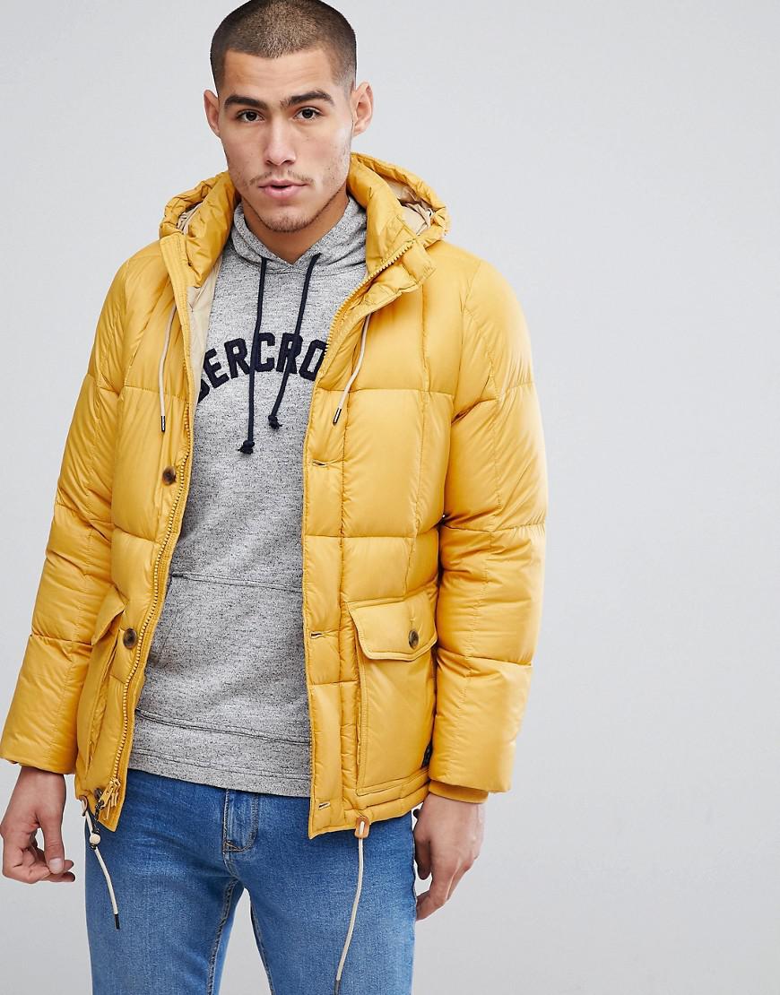 Abercrombie & Fitch Fleece Puffer Jacket Hooded In Yellow for Men - Lyst