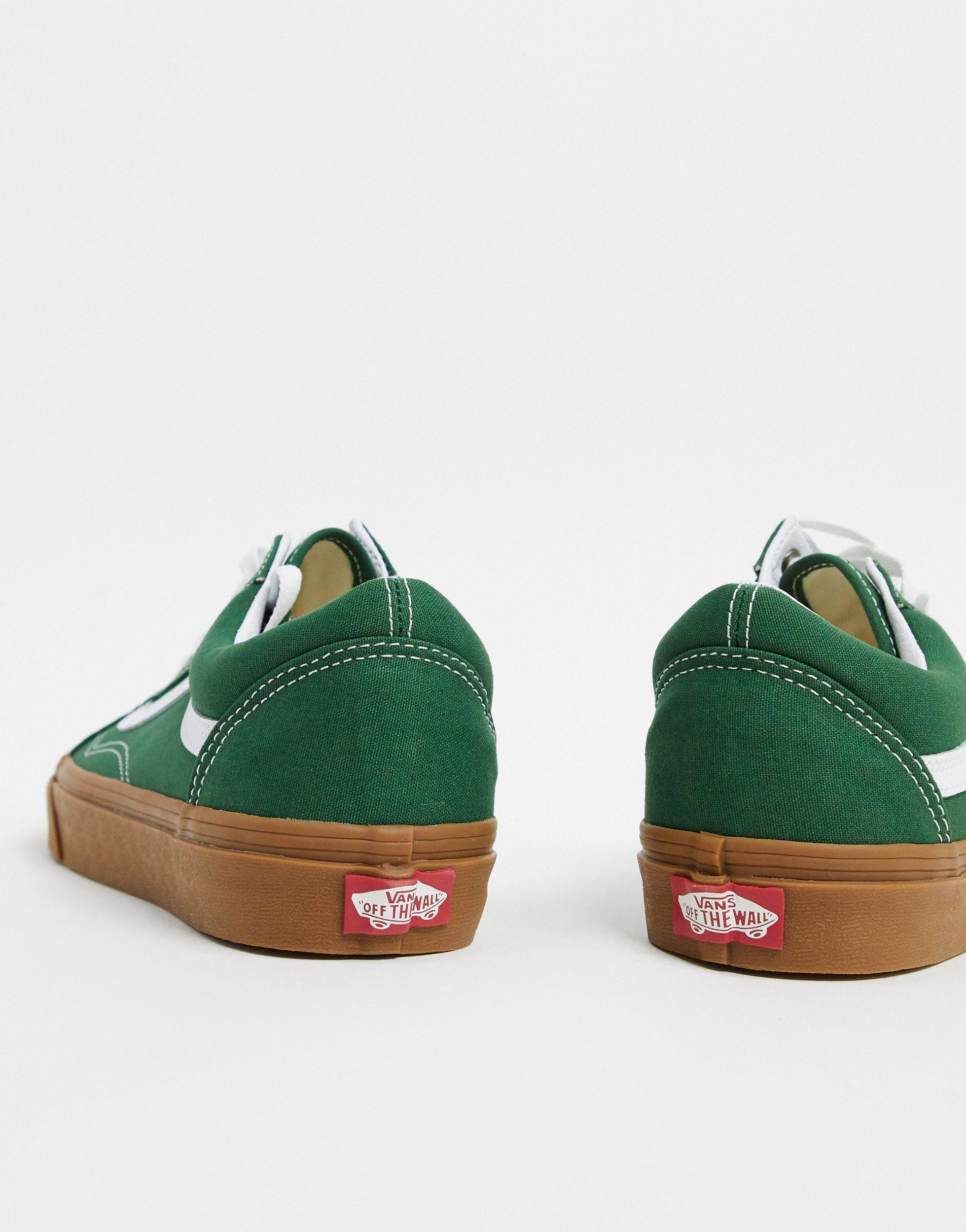 vans old skool green canvas trainers