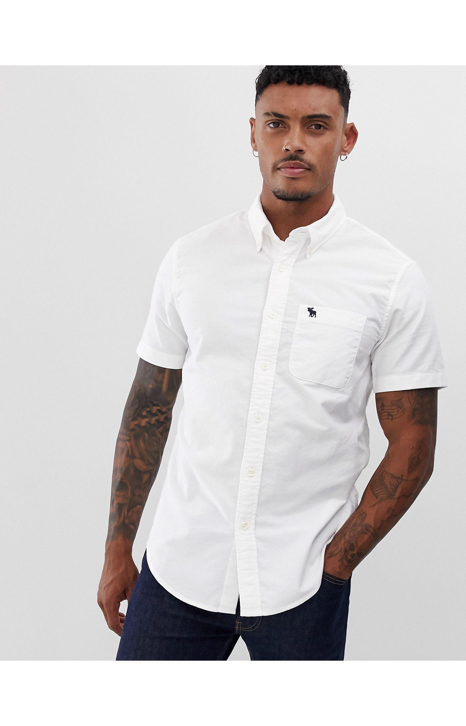 Abercrombie & Fitch Short Sleeve Oxford in White Men | Lyst