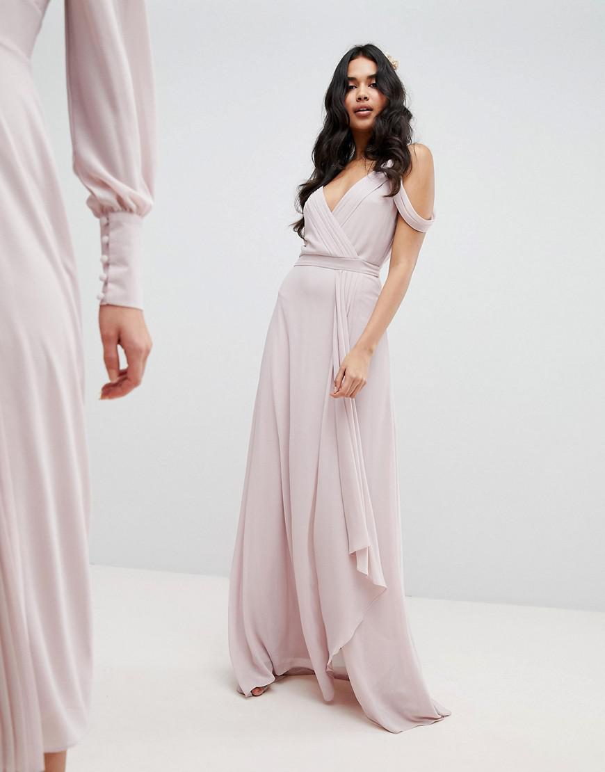tfnc bridesmaid exclusive cami wrap maxi dress with fishtail