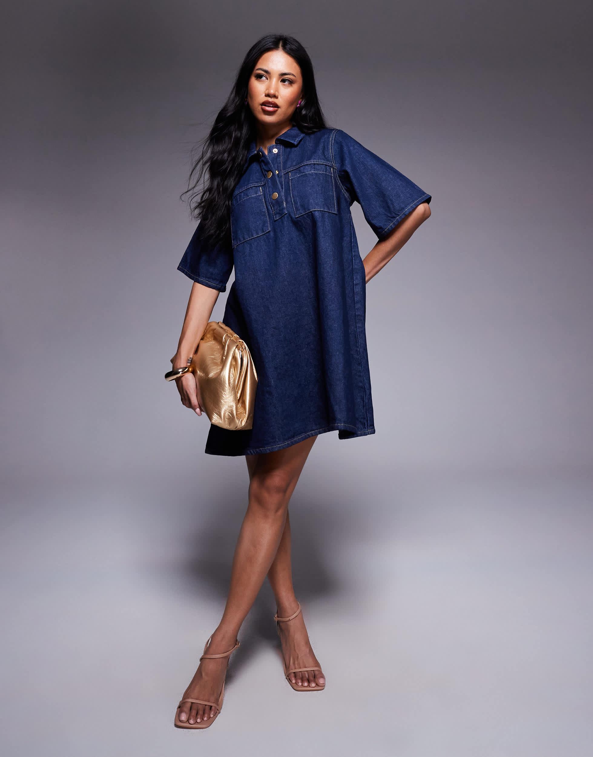 river island denim shirt dress River Island Denim Dresses for Women