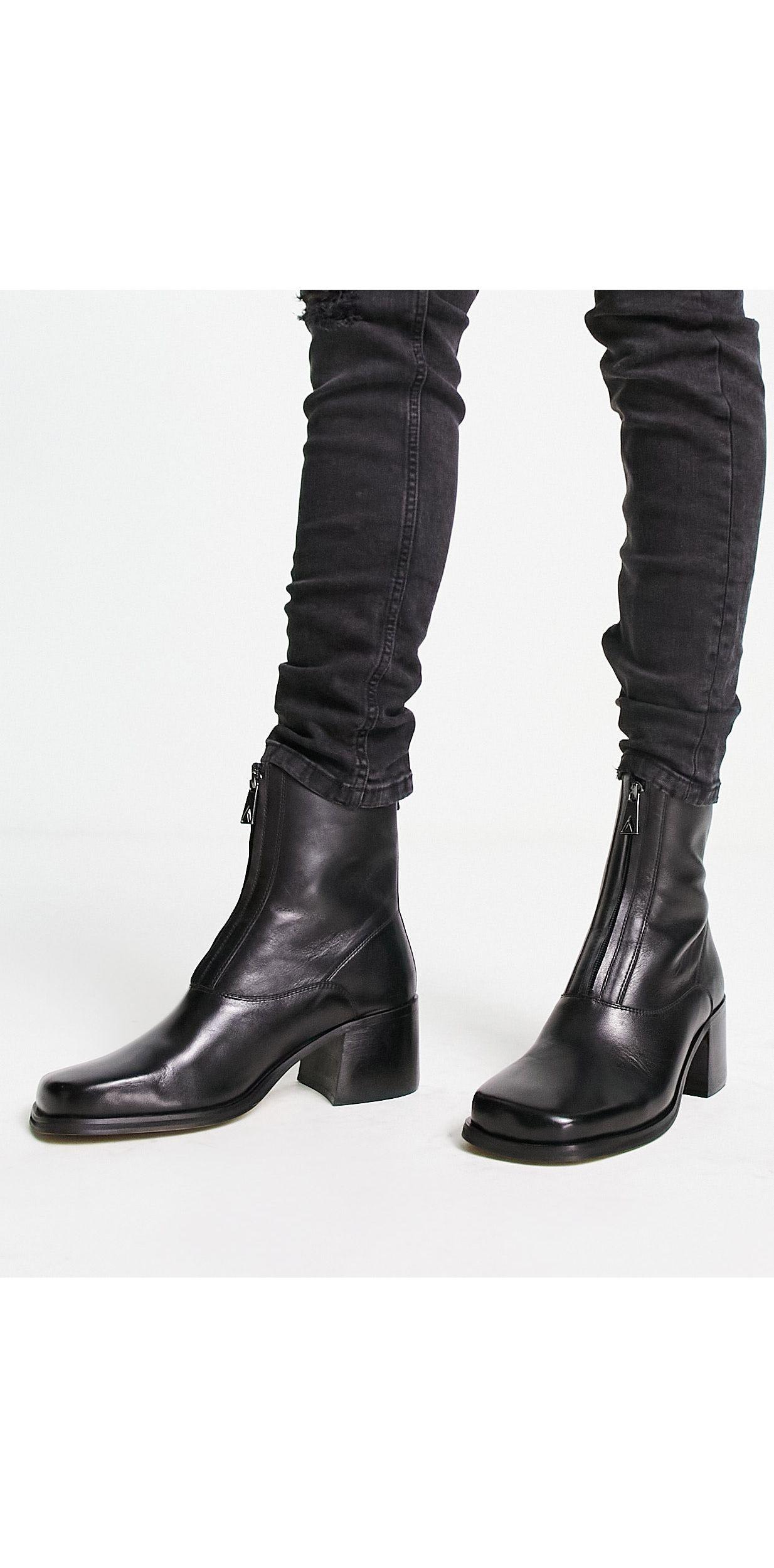 ASRA Monty Zip Front Heeled Boots in Black for Men Lyst UK