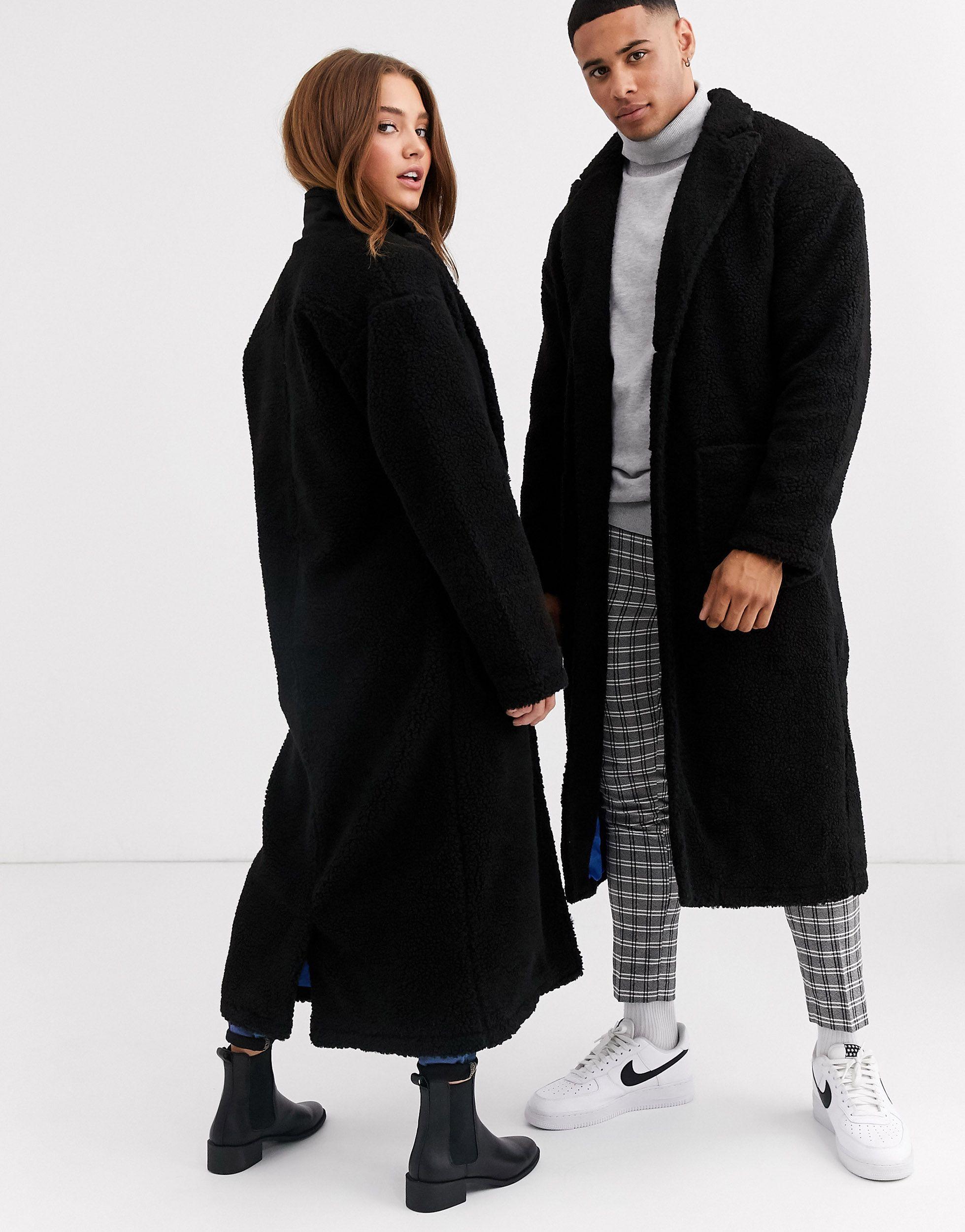 black longline borg coat