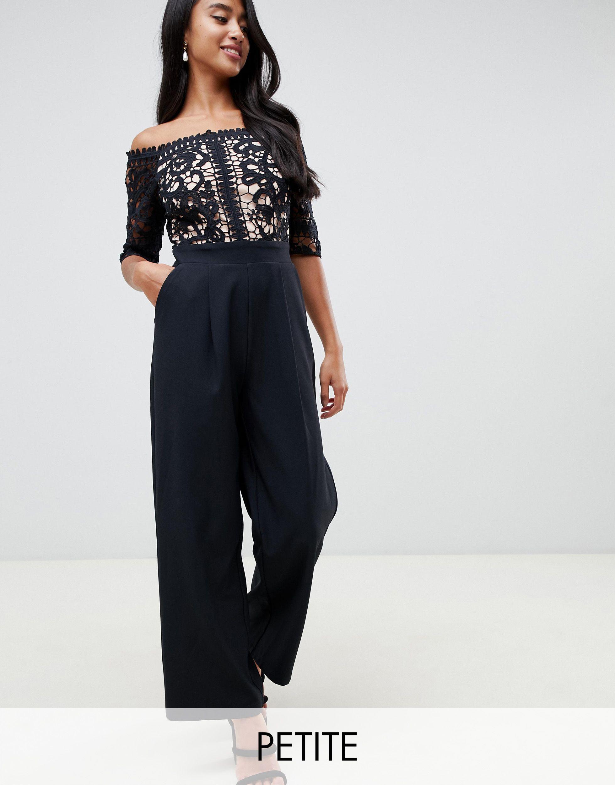 little mistress tall lace applique top tailored jumpsuit