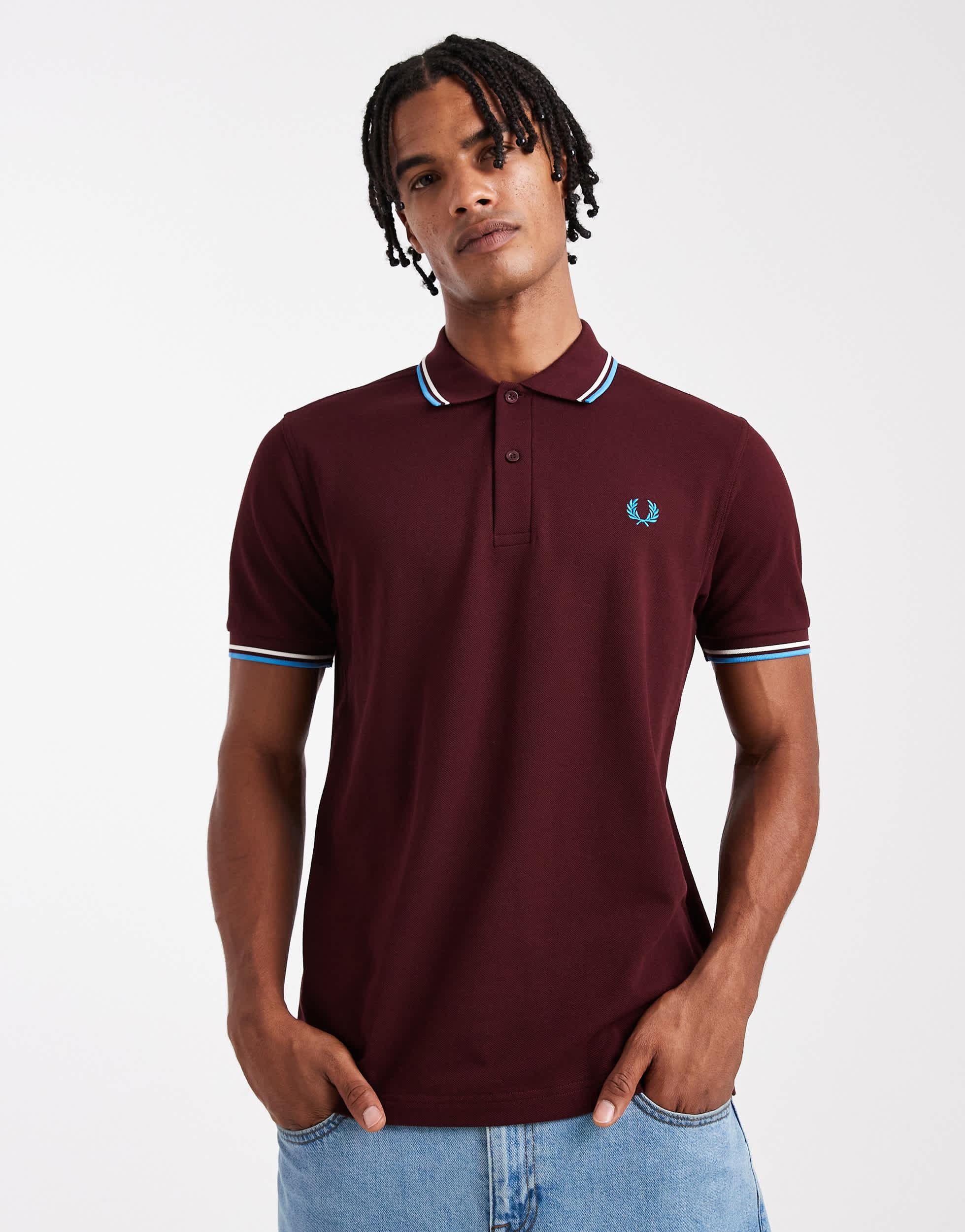 Fred Perry F Perry Twin Tipped Polo Shirt in Red for Men | Lyst