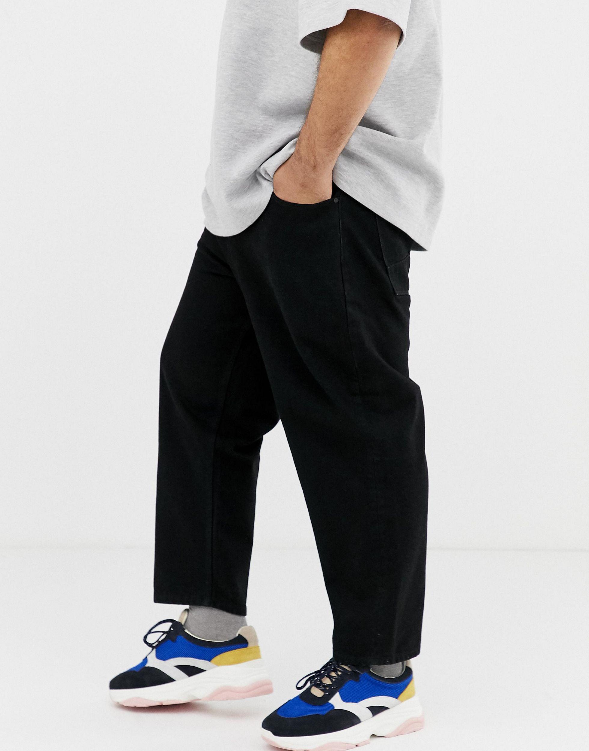 ASOS Denim Plus Tapered Cropped Jeans in Black for Men Lyst