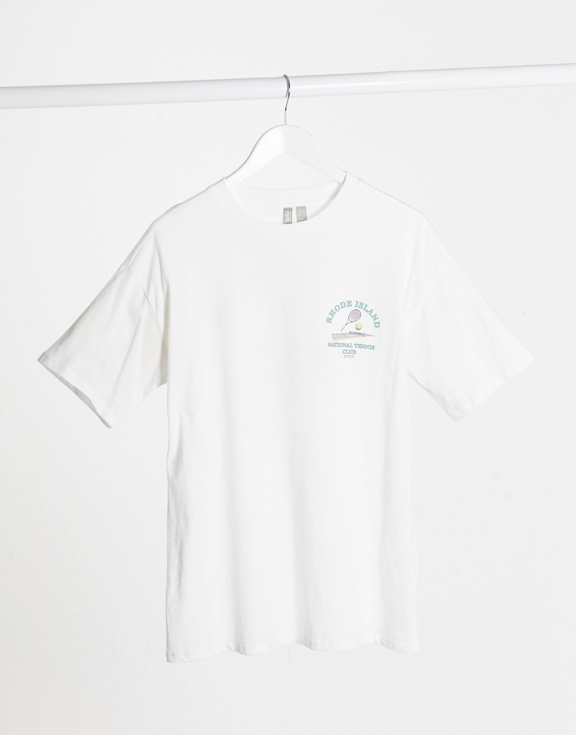 ASOS Oversized T-shirt With Retro Rhode Island Tennis Graphic in White |  Lyst UK