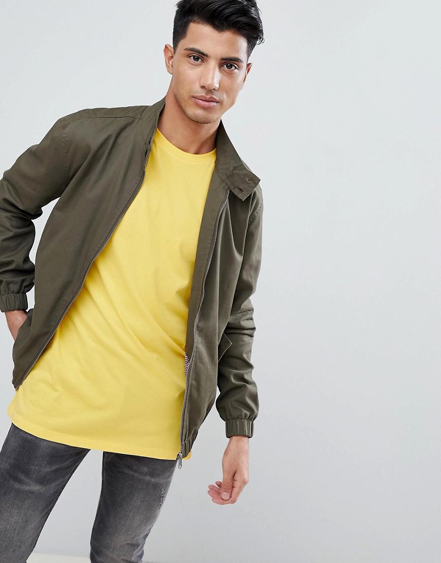 Download Threadbare Cotton Check Lined Harrington Jacket in Green ...