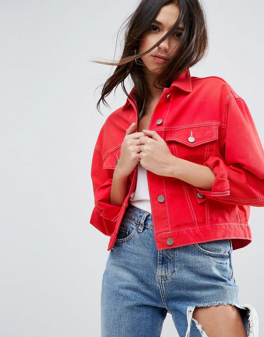 red denim jacket asos