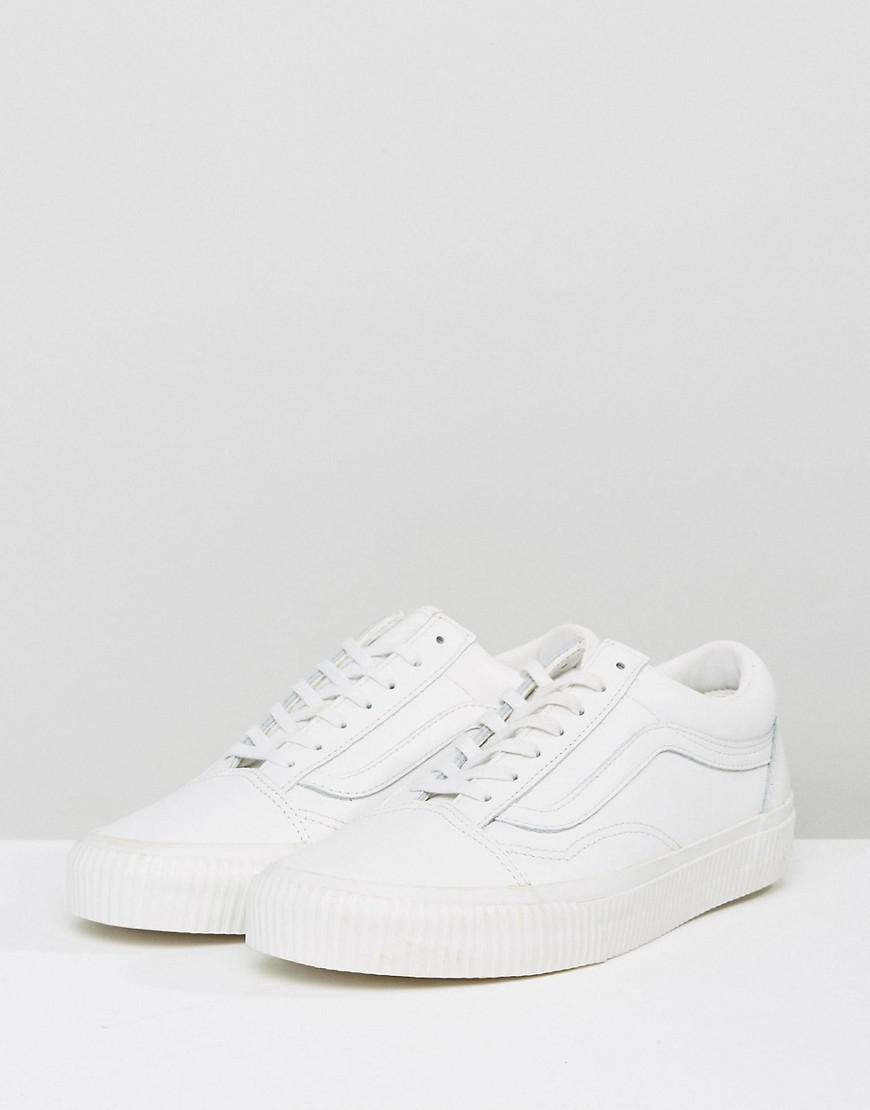 vans leather old skool trainers in white