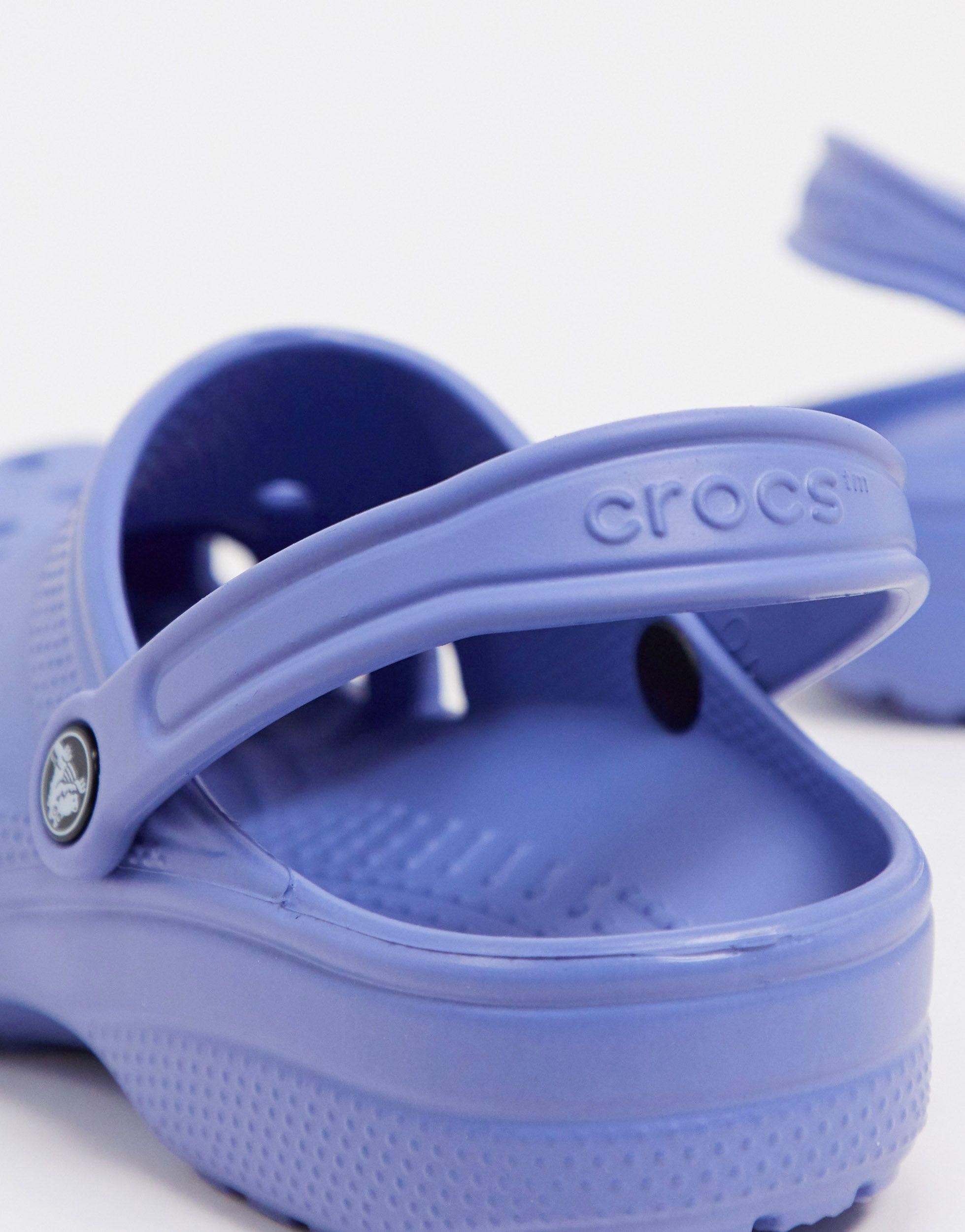 purple blue crocs