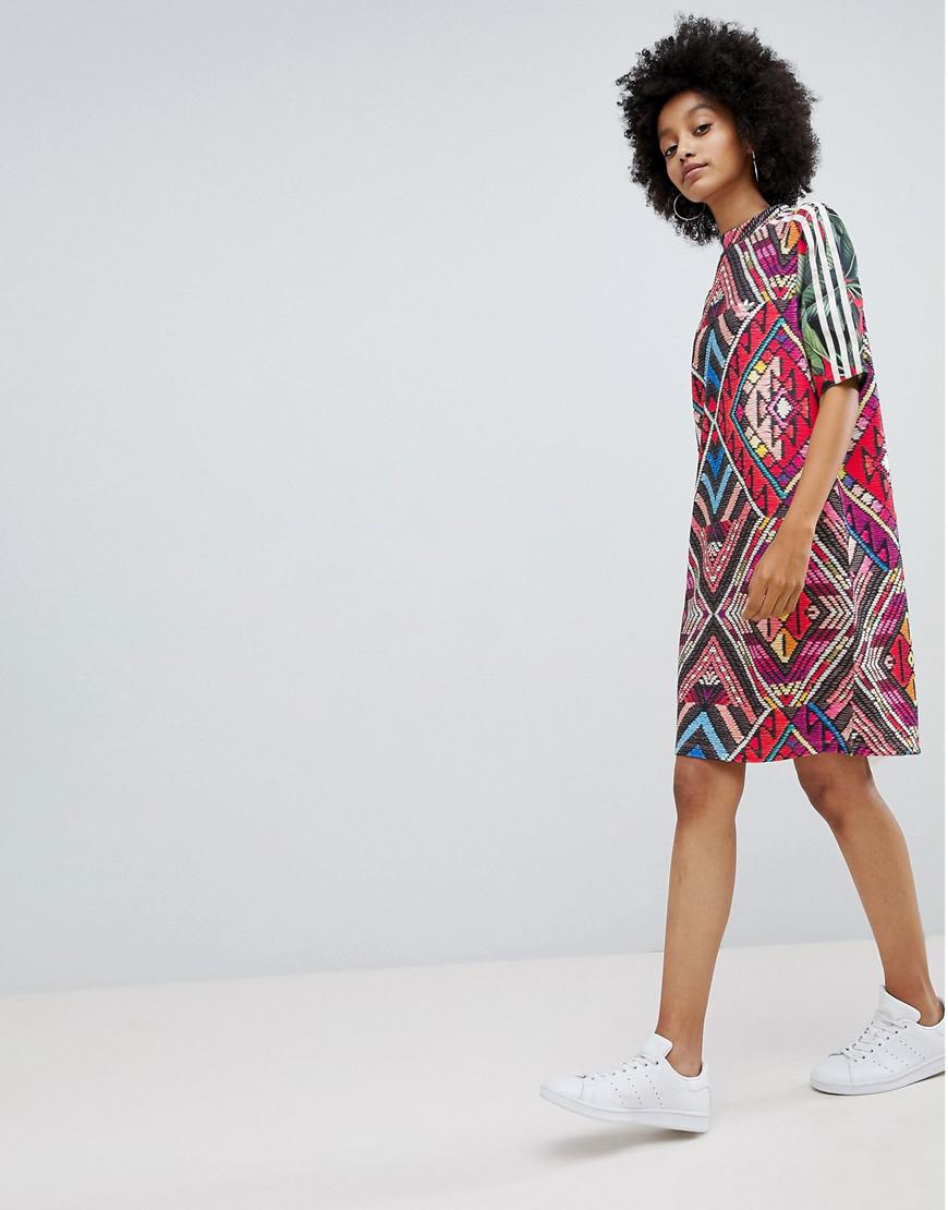 adidas Originals Originals X Farm Multi Print Neck Dress | Lyst