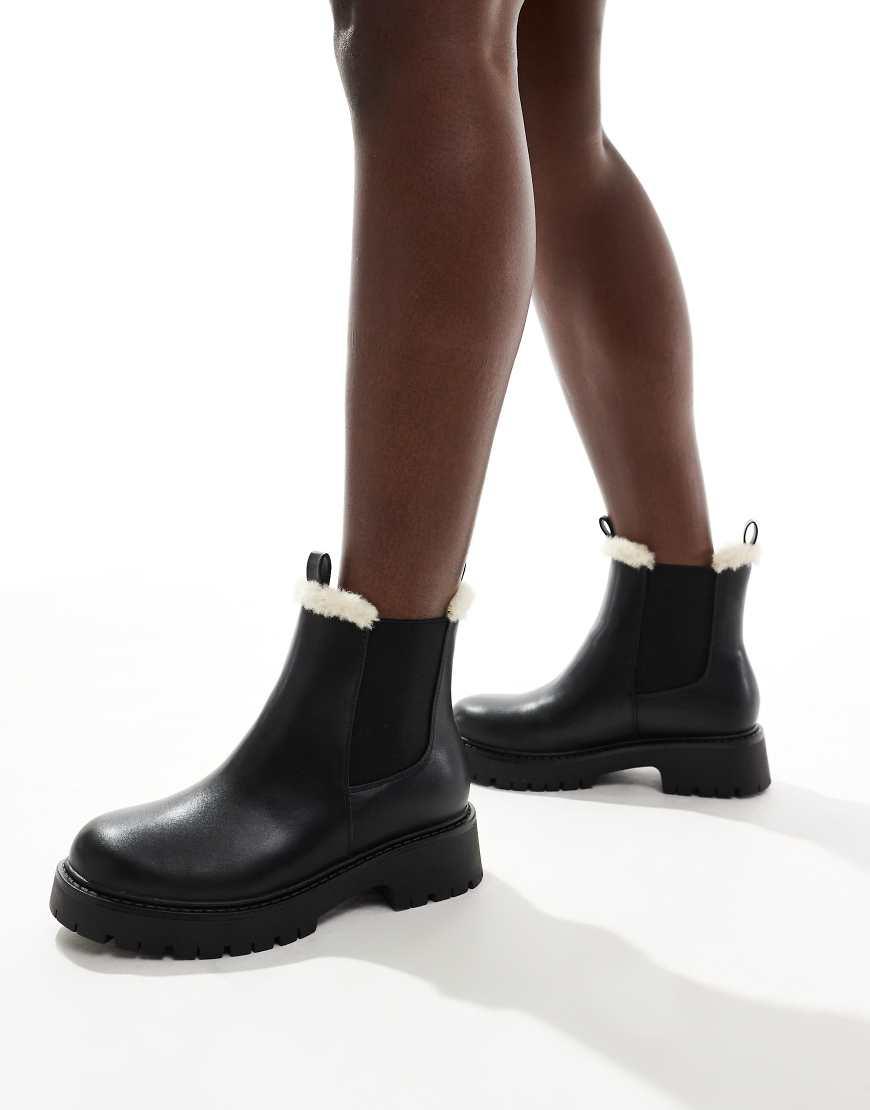 London Rebel London Rebel Lois Wide Fit Faux Fur Lined Chunky