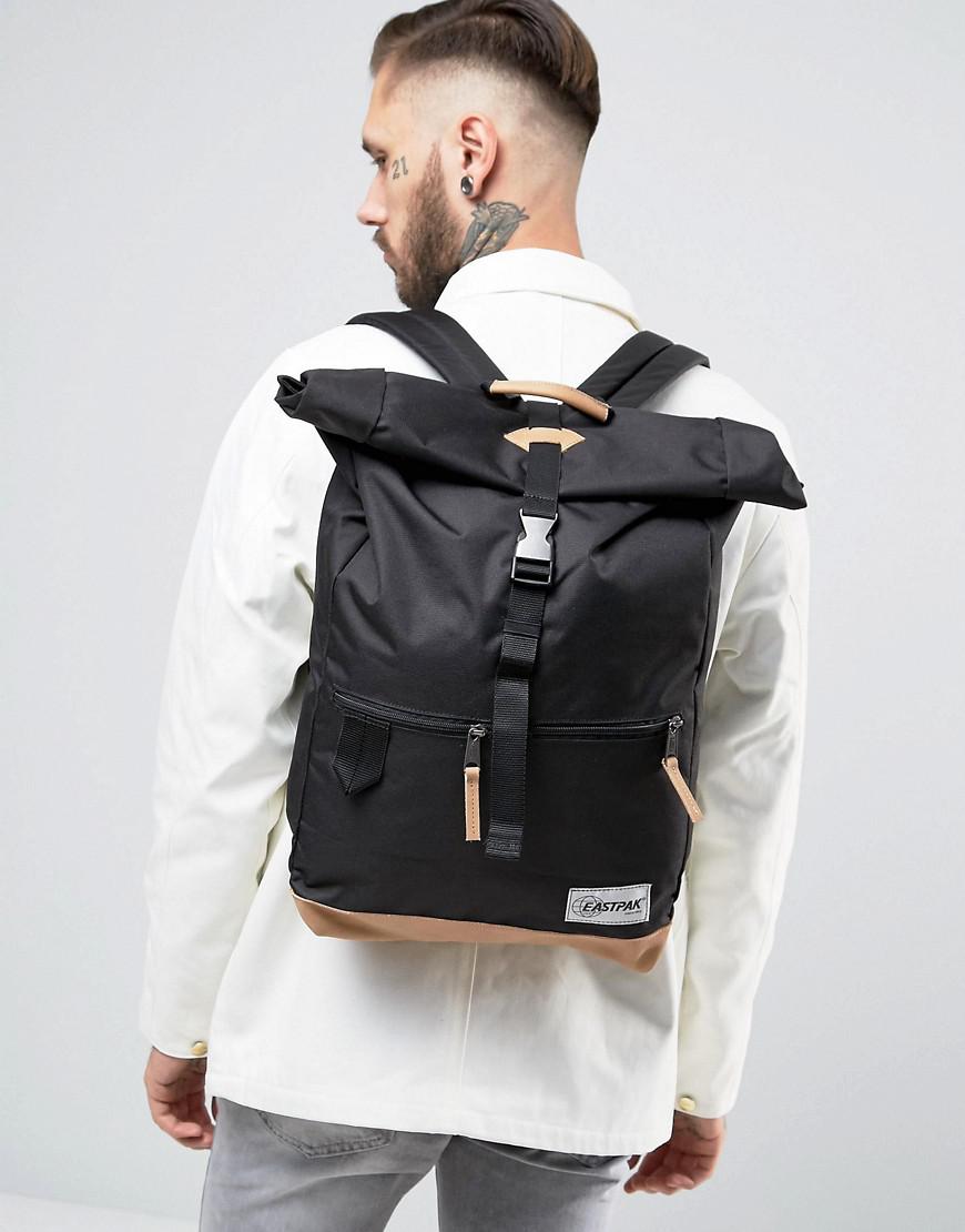 eastpak macnee 24l roll top coated backpack in black