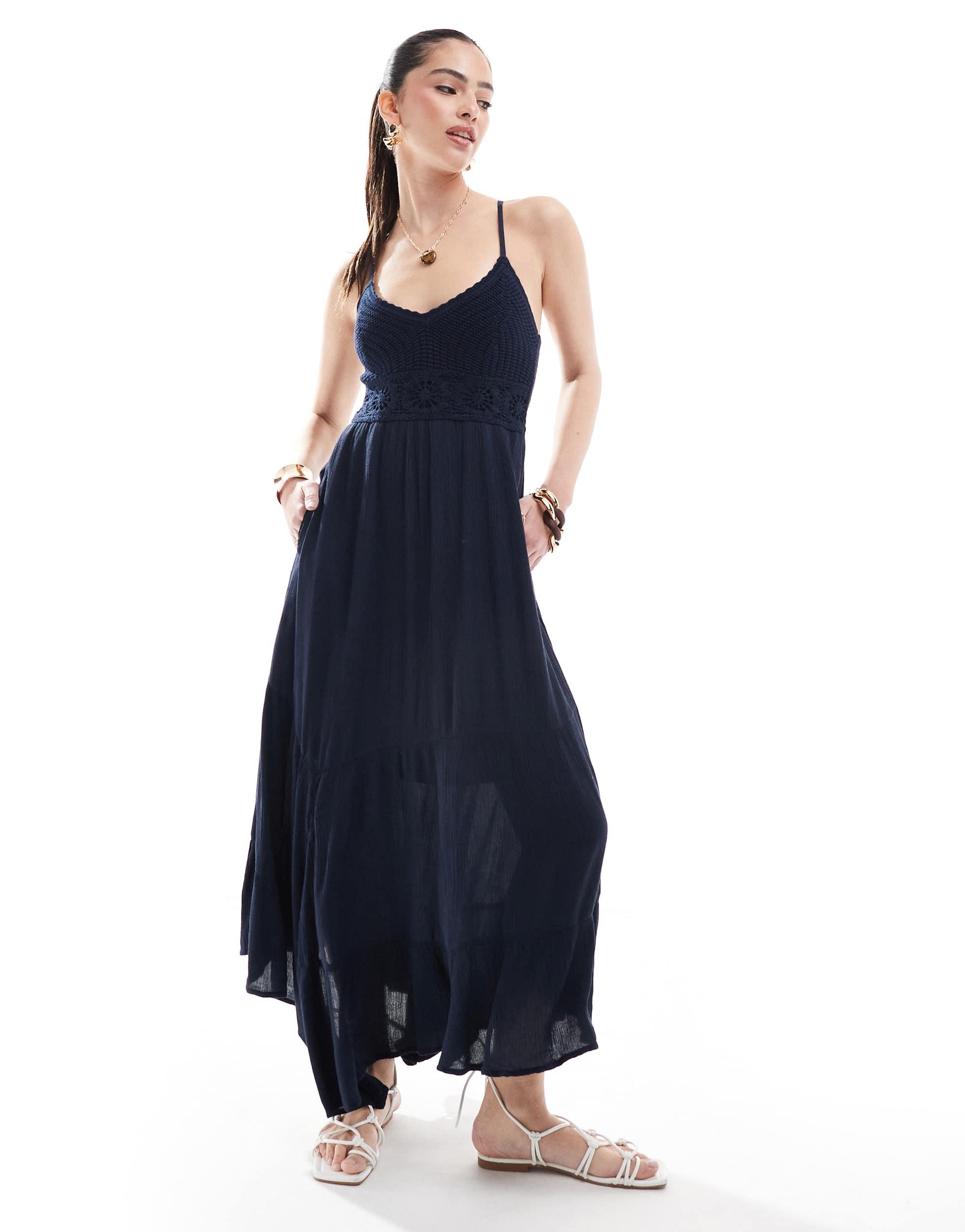 hollister blue maxi dress Hollister Women's Blue Chiffon Halter Open Back Criss Cross Maxi Dress Size  S