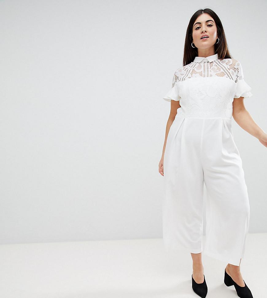lace top jumpsuit white