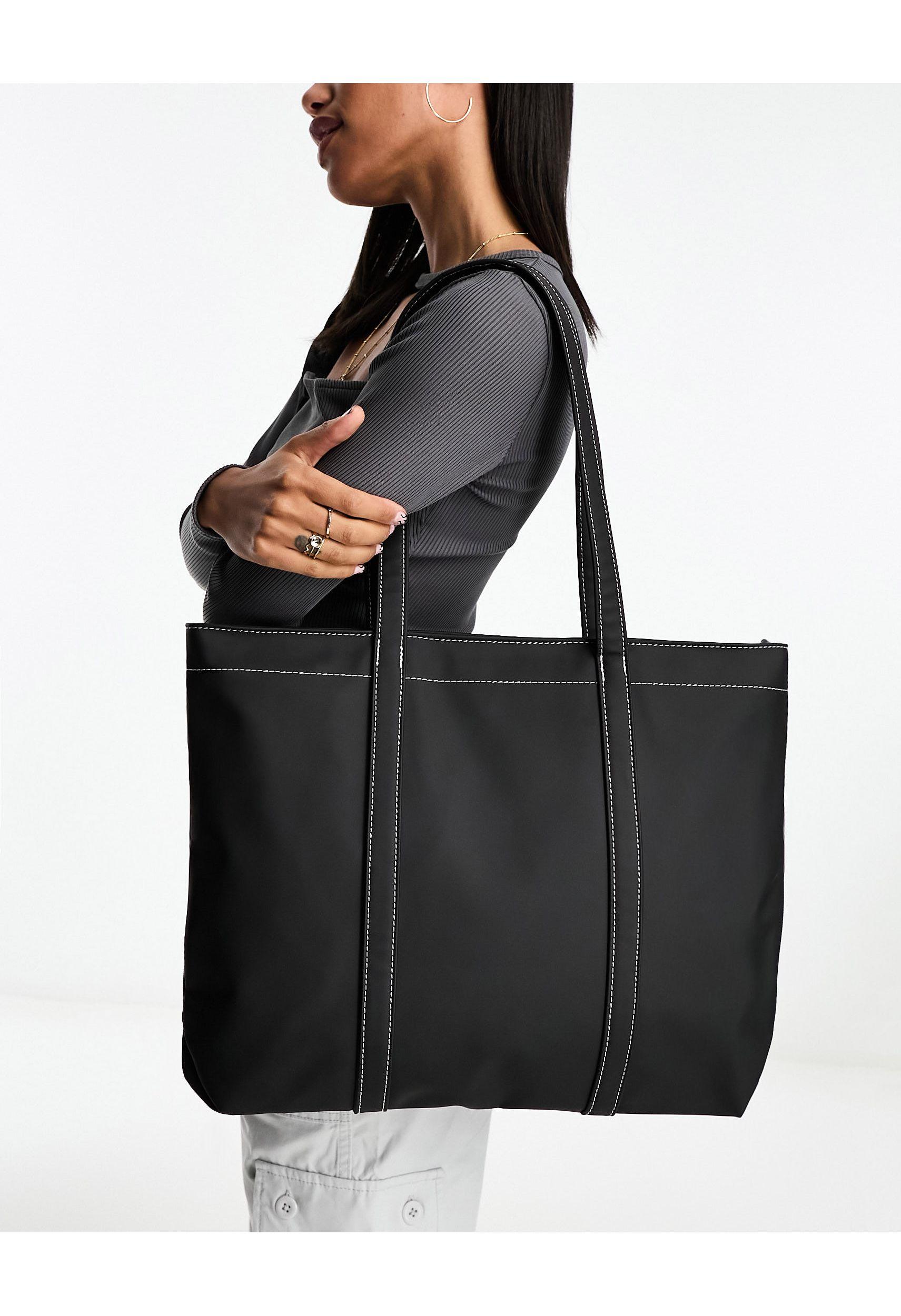 ASOS Rubberised Showerproof Tote Bag With Laptop Compartment in Black