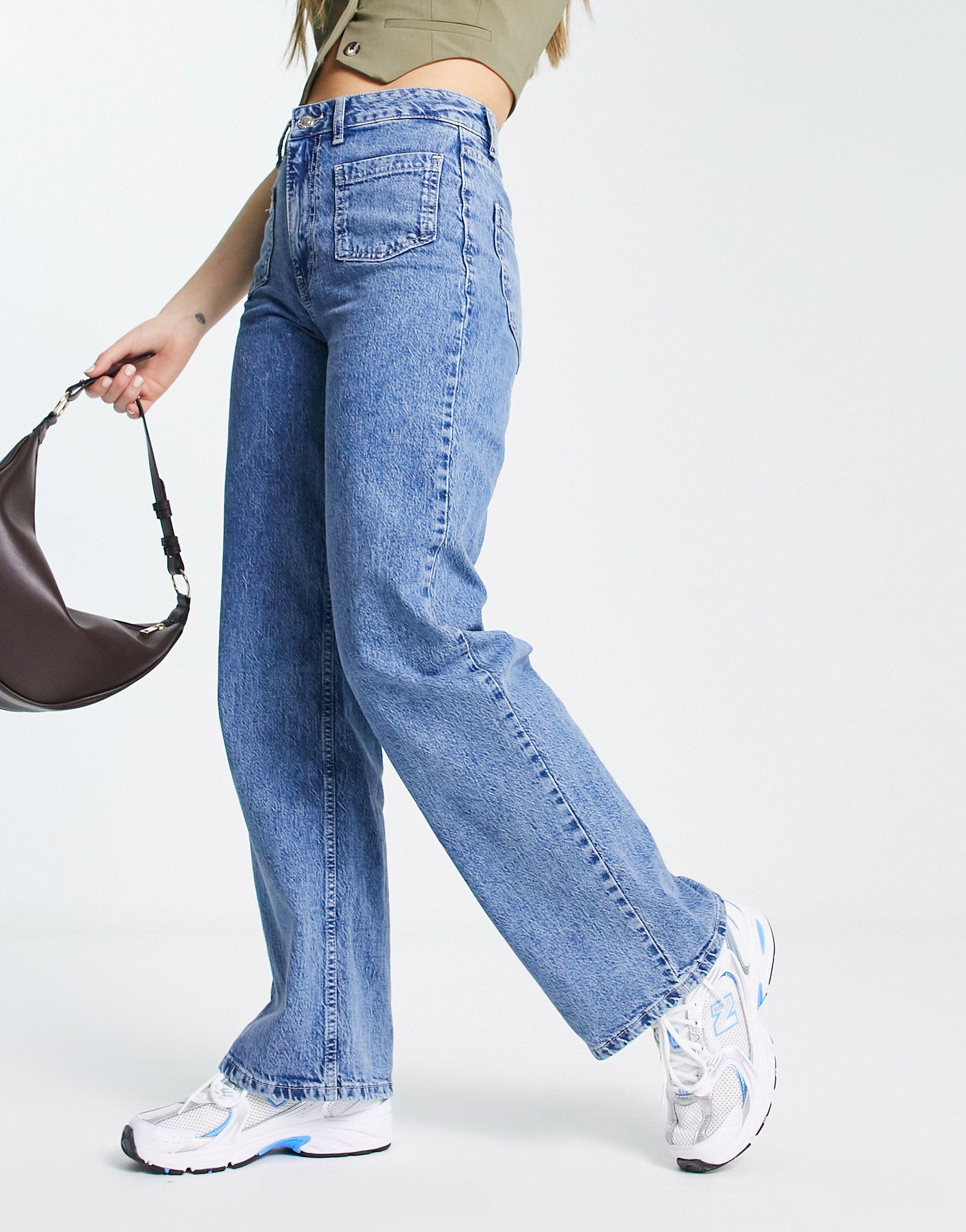 Mango Wide Leg Jeans in Blue | Lyst