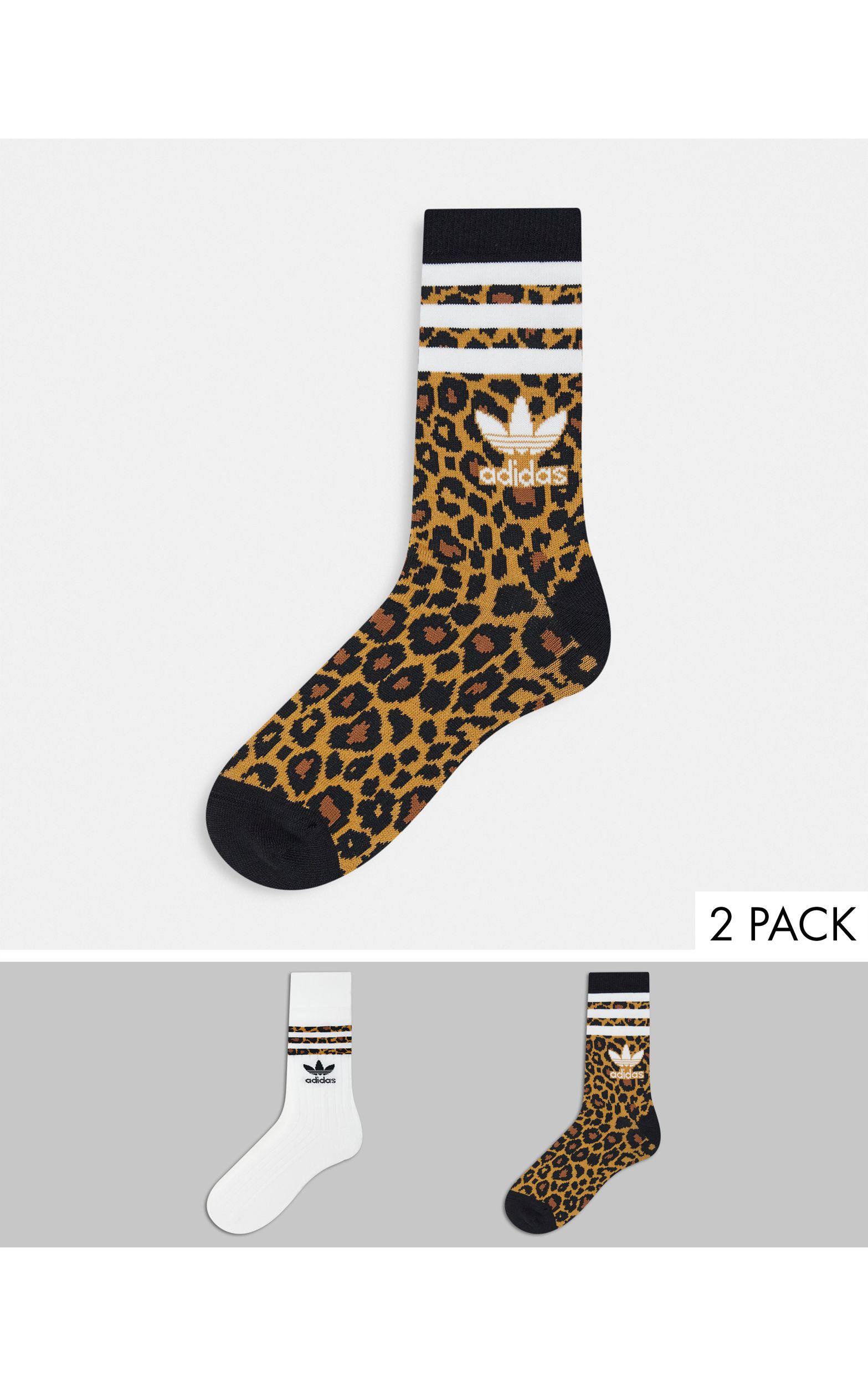 adidas Originals – 2er-pack socken mit logo und leopardenmuster - Lyst