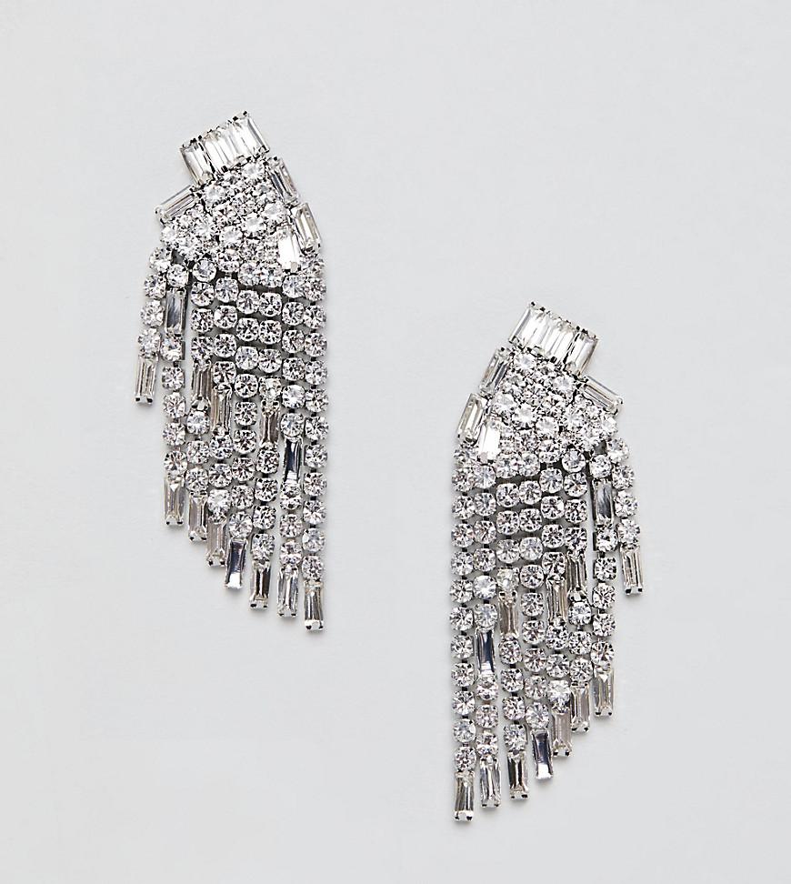 True Decadence Silver Diamante Chandelier Earrings In Metallic Lyst True Decadence Women S Metallic Silver Diamante Chandelier Earrings
