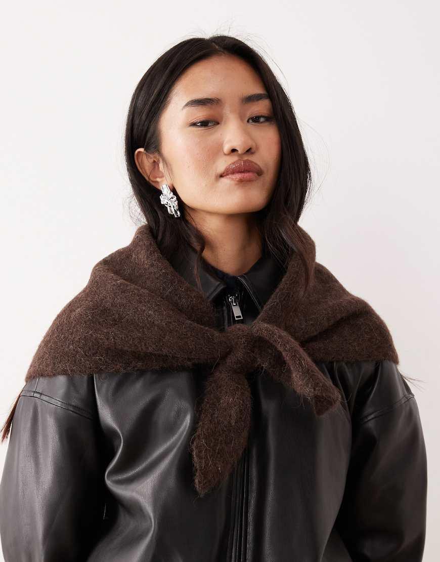 ASOS Alpaca Wool Mix Knitted Triangle Scarf in Black Lyst UK