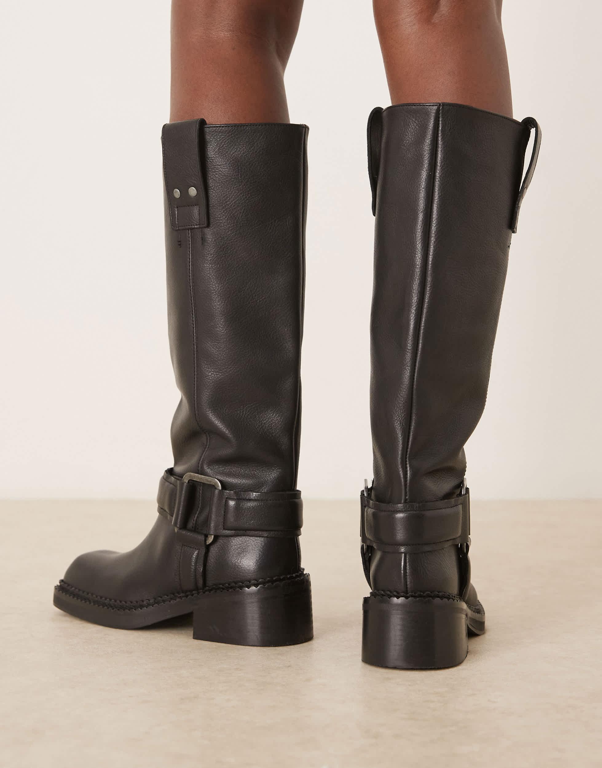 Bottes Femme Compensées SO Noir Genou Haut - Pointure 9,5 US - Simili Cuir - Neuf Sans Emballage