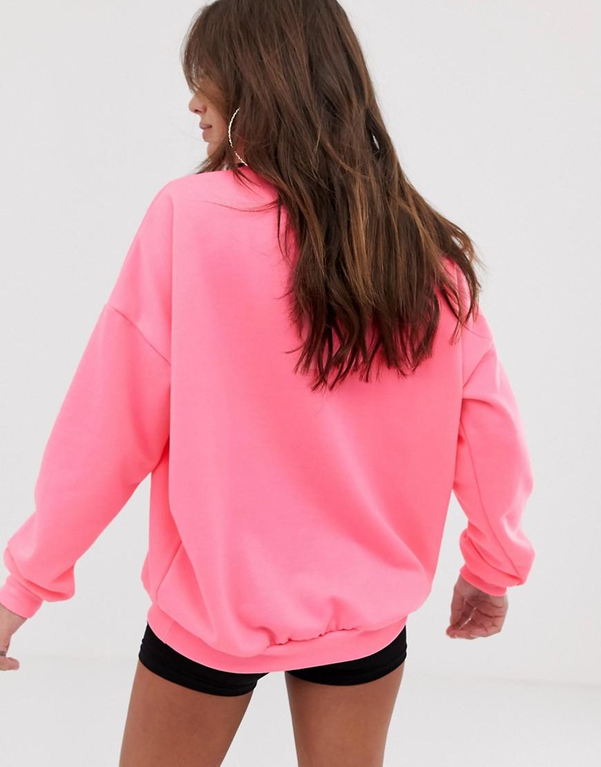 ASOS Synthetic Oversized Sweatshirt In Neon Pink in Orange | Lyst