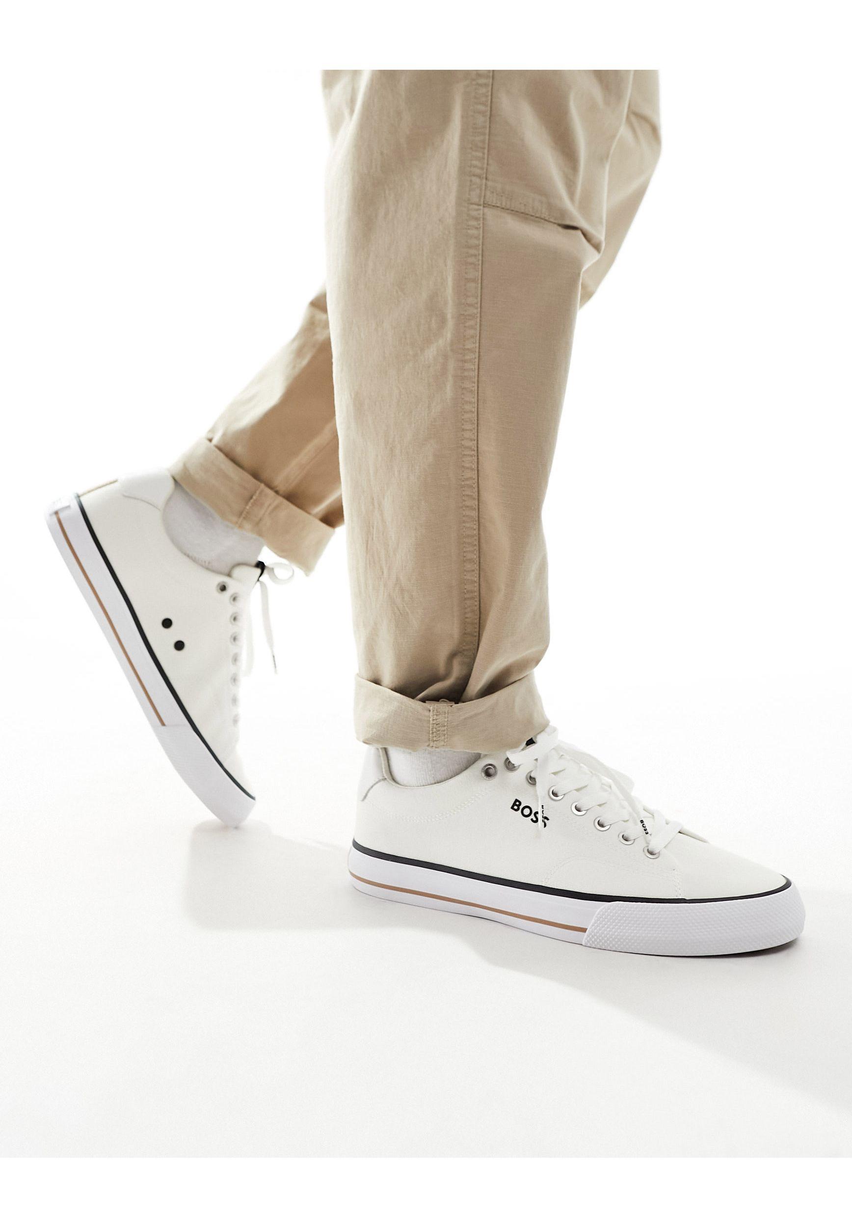 BOSS Boss Aiden Minimal Plimsolls in White for Men Lyst Australia