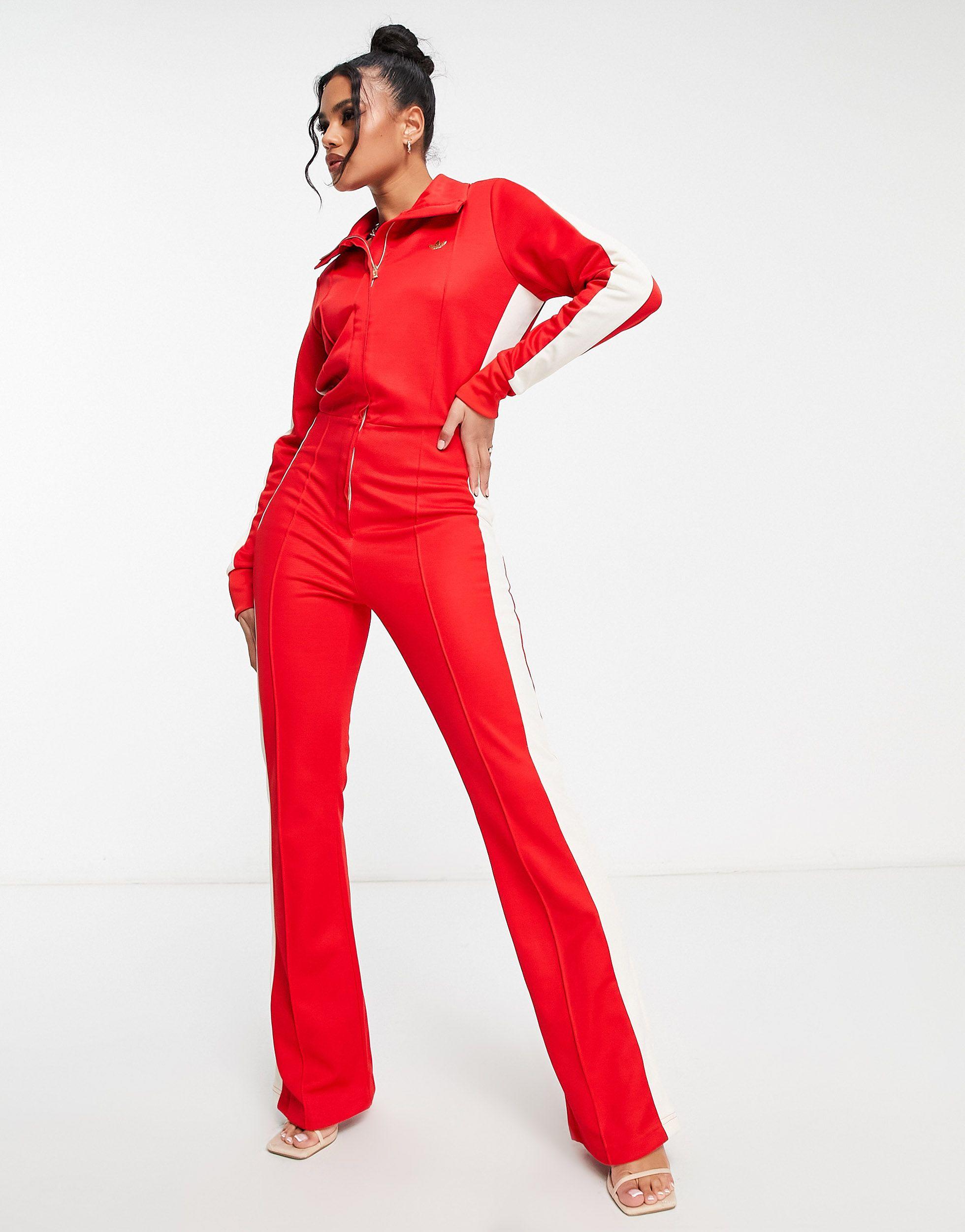 adidas Originals ski Chic Jumpsuit in Red Lyst UK