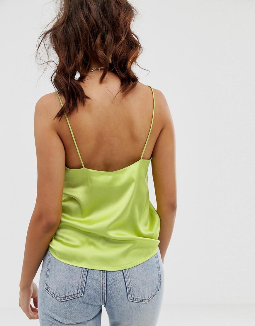 ASOS Satin Cami In Neon in Green - Lyst