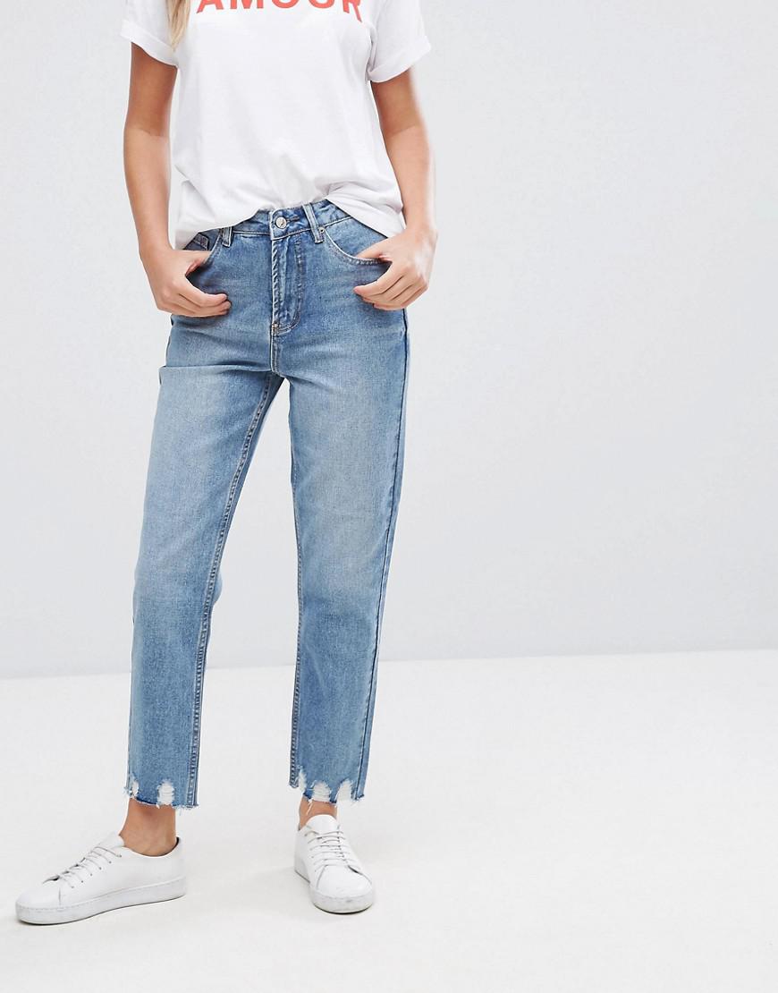 extreme frayed hem jeans