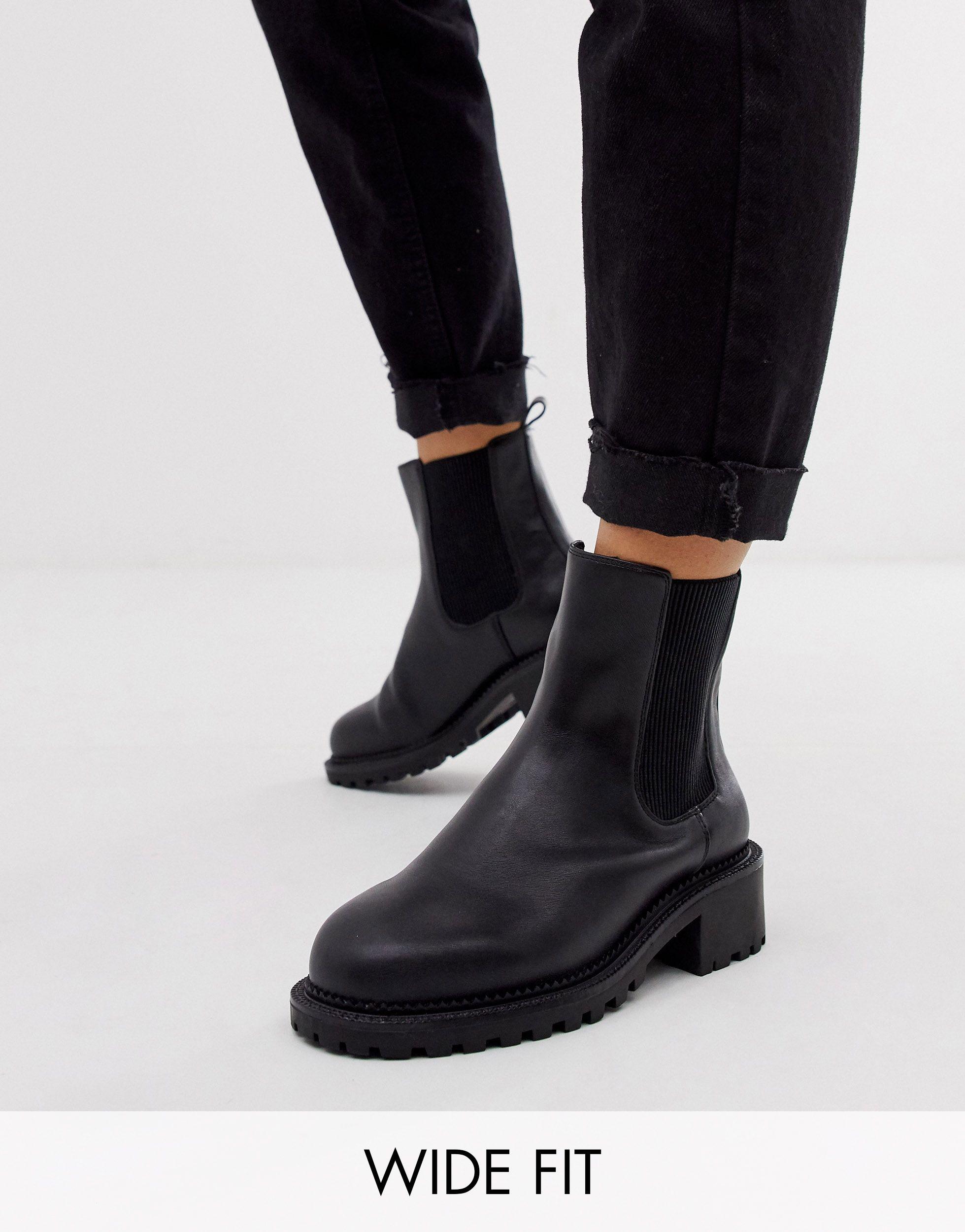 wide fit black boots