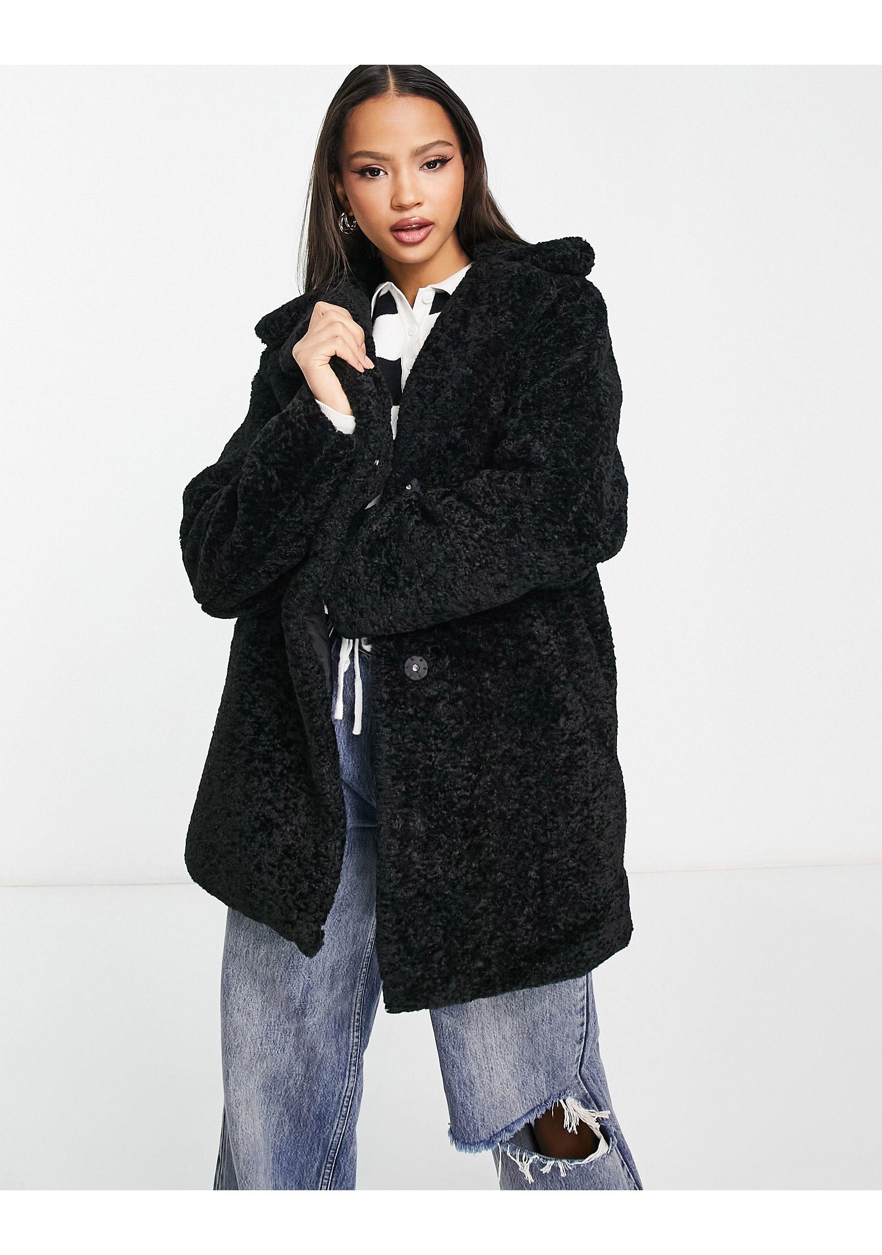 Pastoor stopverf afgunst New Look Faux Fur Coat in Black | Lyst UK