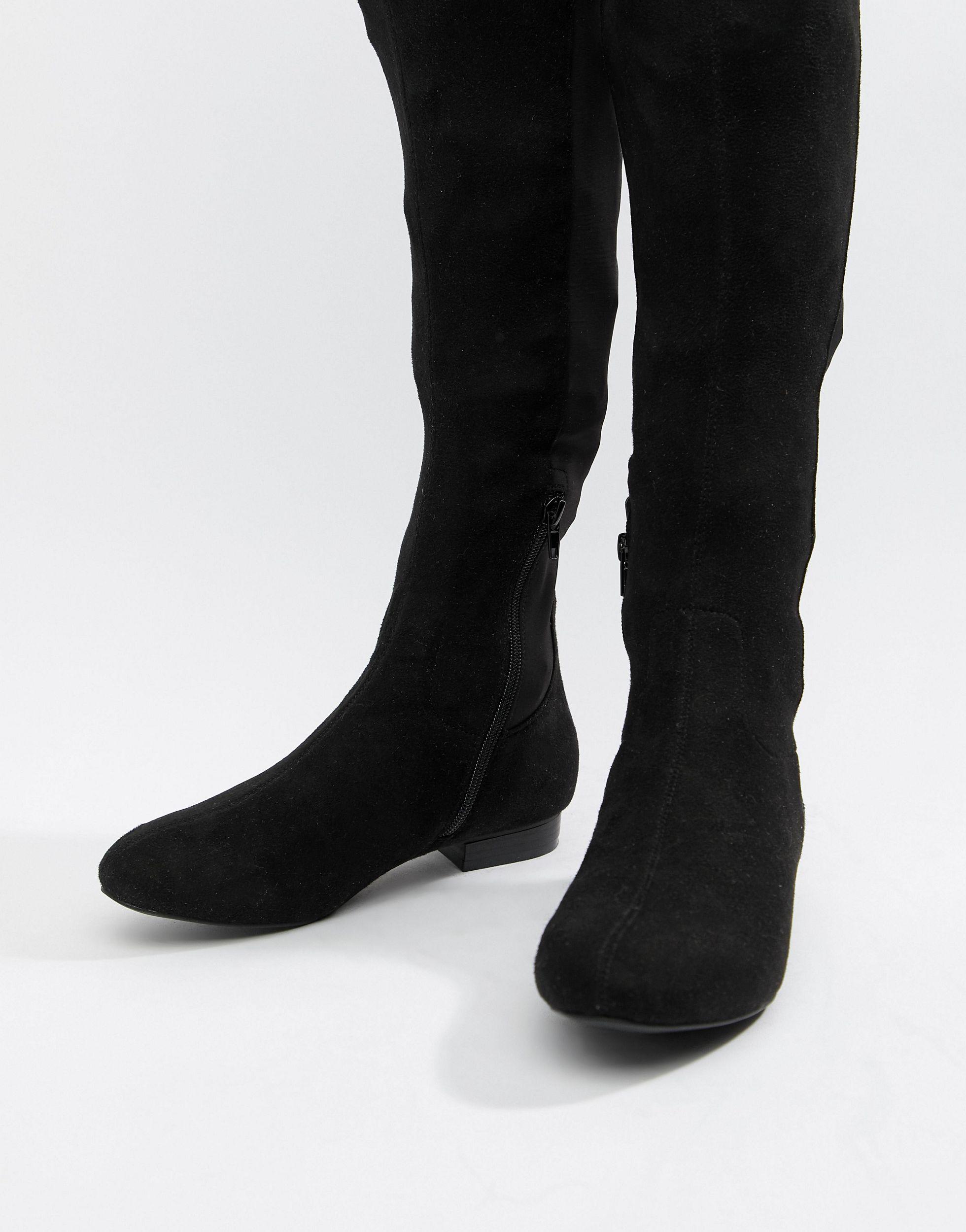 asos design kelby flat elastic thigh high boots