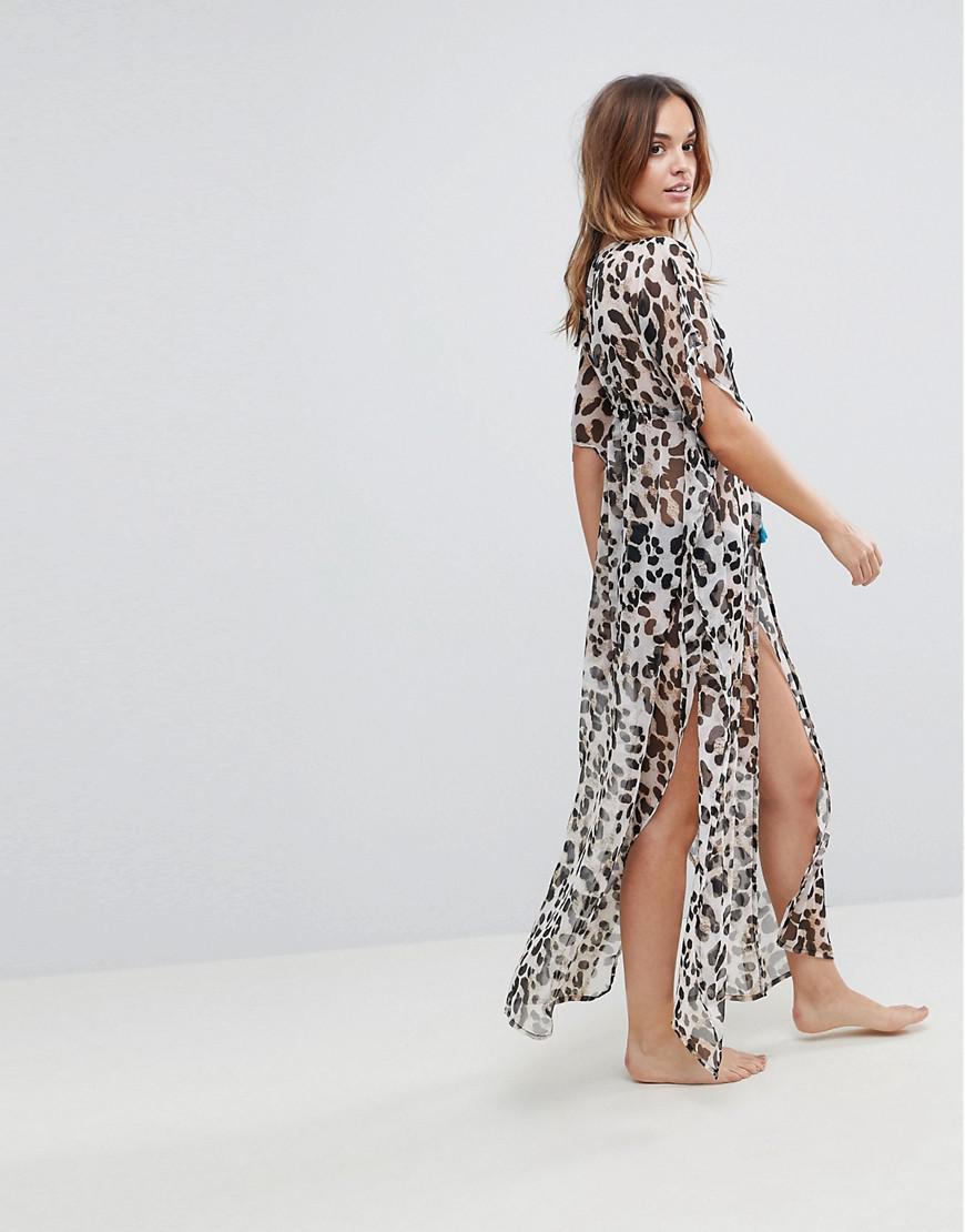 South Beach Leopard Print Maxi Beach Kaftan Lyst