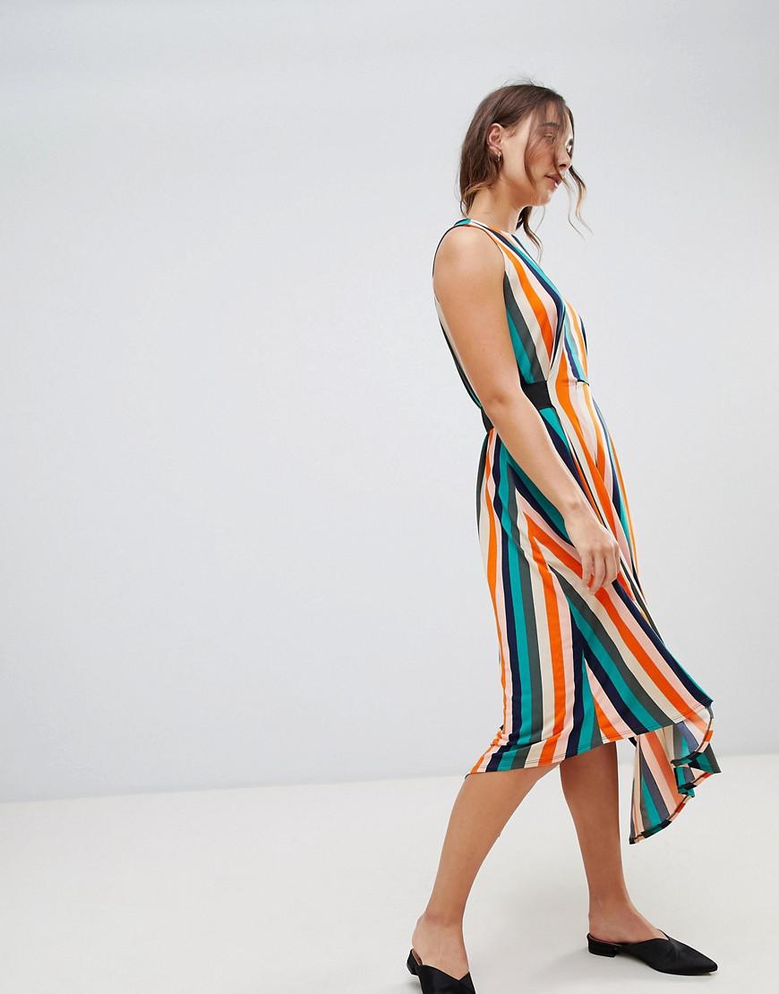 warehouse slinky gathered waist dress