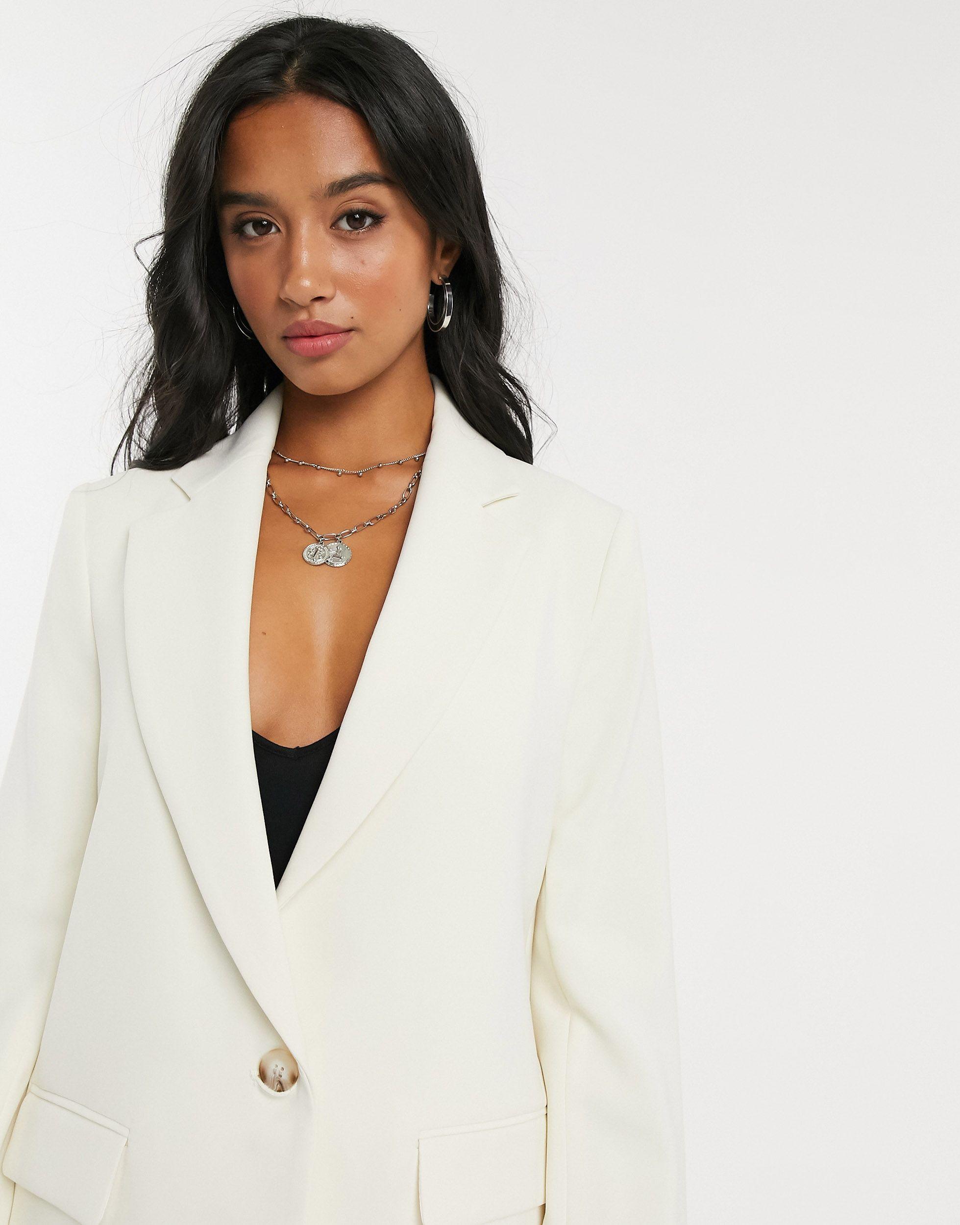 TOPSHOP Petite Clean Crepe Blazer in White | Lyst