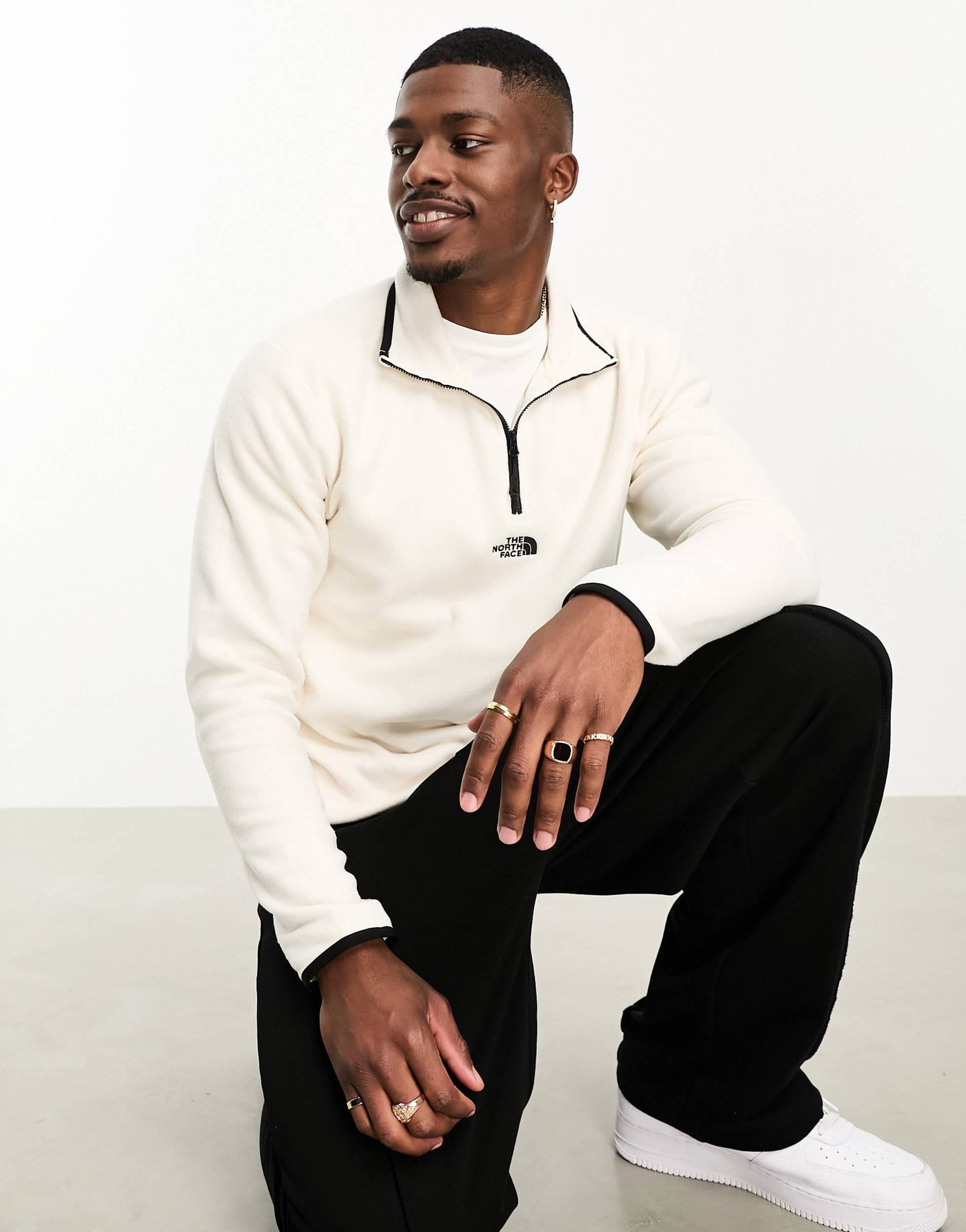 The North Face Glacier Centre Logo 1 4 Zip Fleece in White for Men Lyst