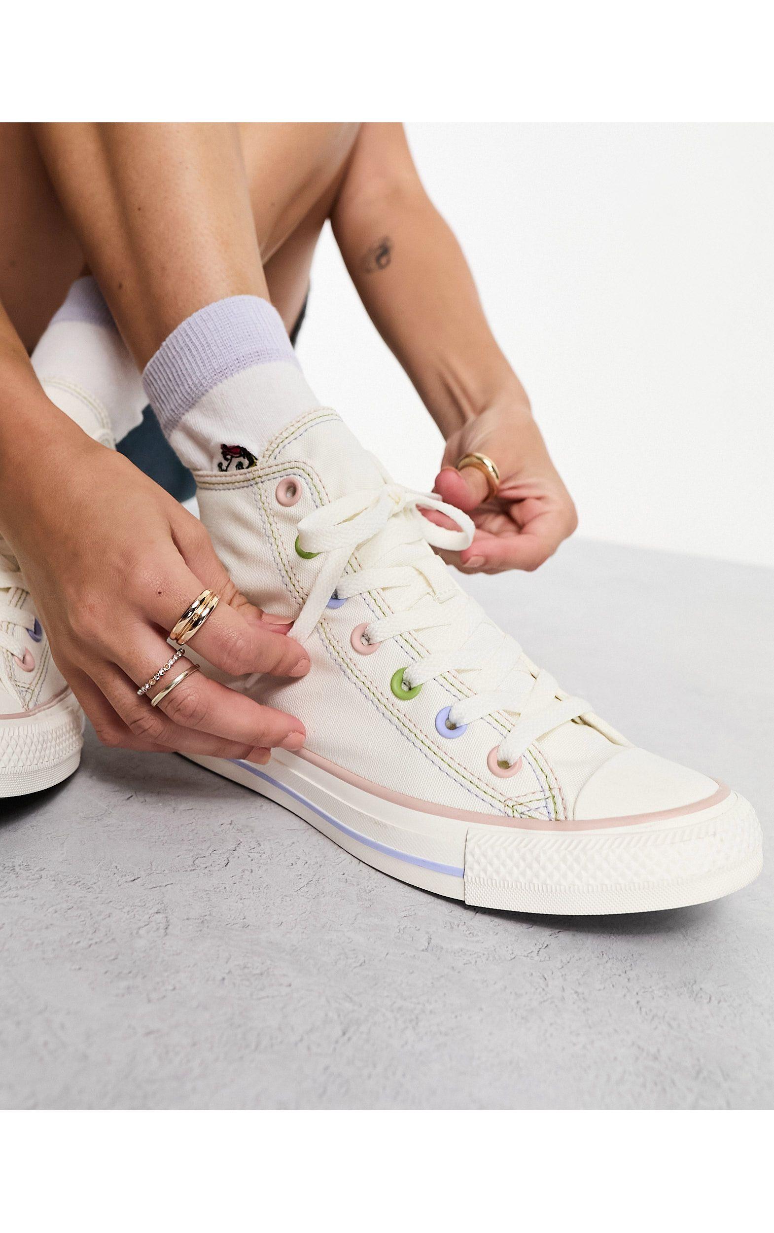 Converse Chuck Taylor All Star Hi Mixed Material Sneakers in White | Lyst