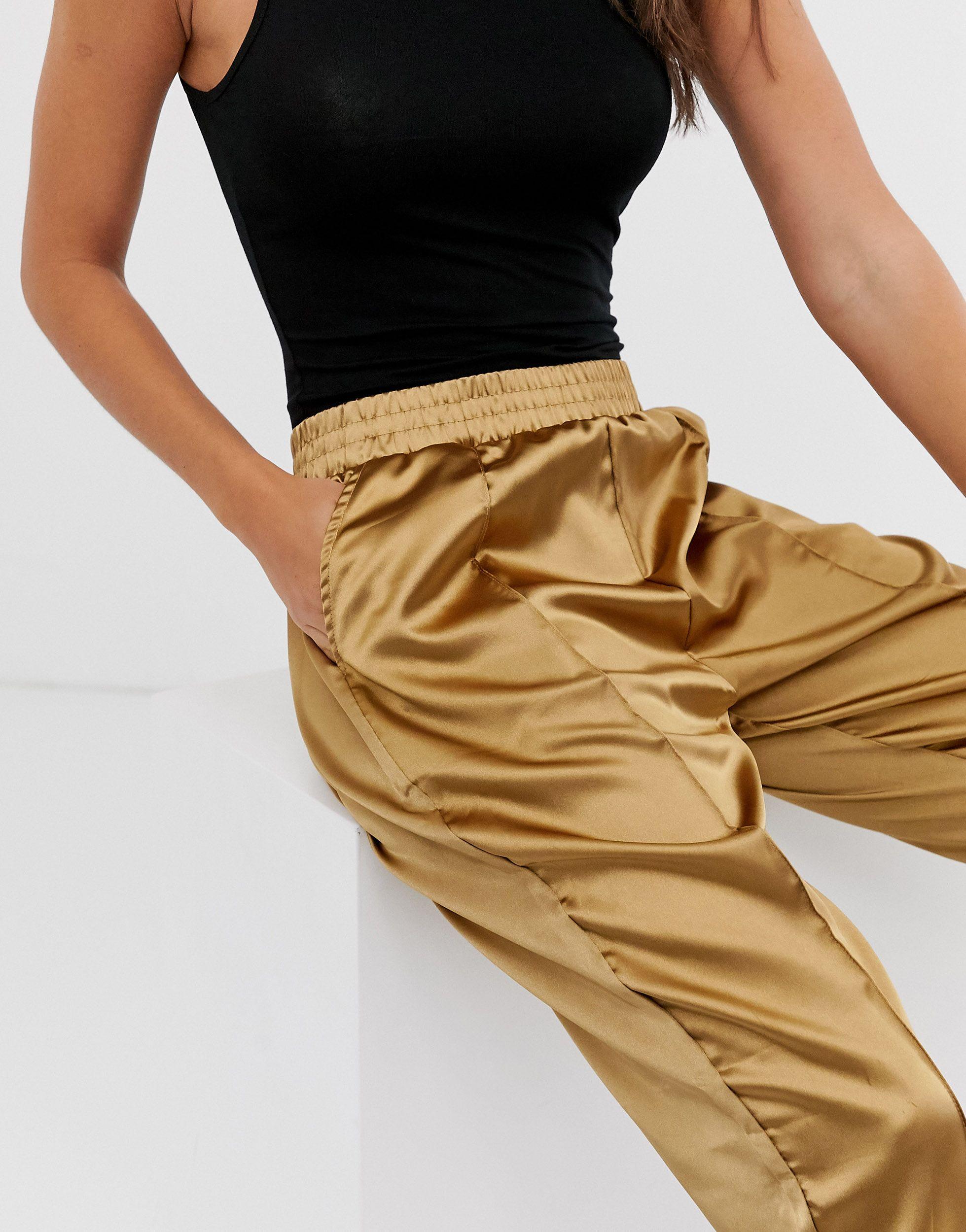 Missguided Satin Cuffed Trousers in 
