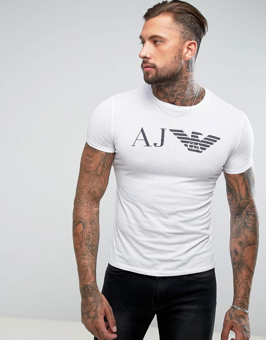 Armani Jeans Denim Crew Neck Aj Logo T-shirt White for Men - Lyst
