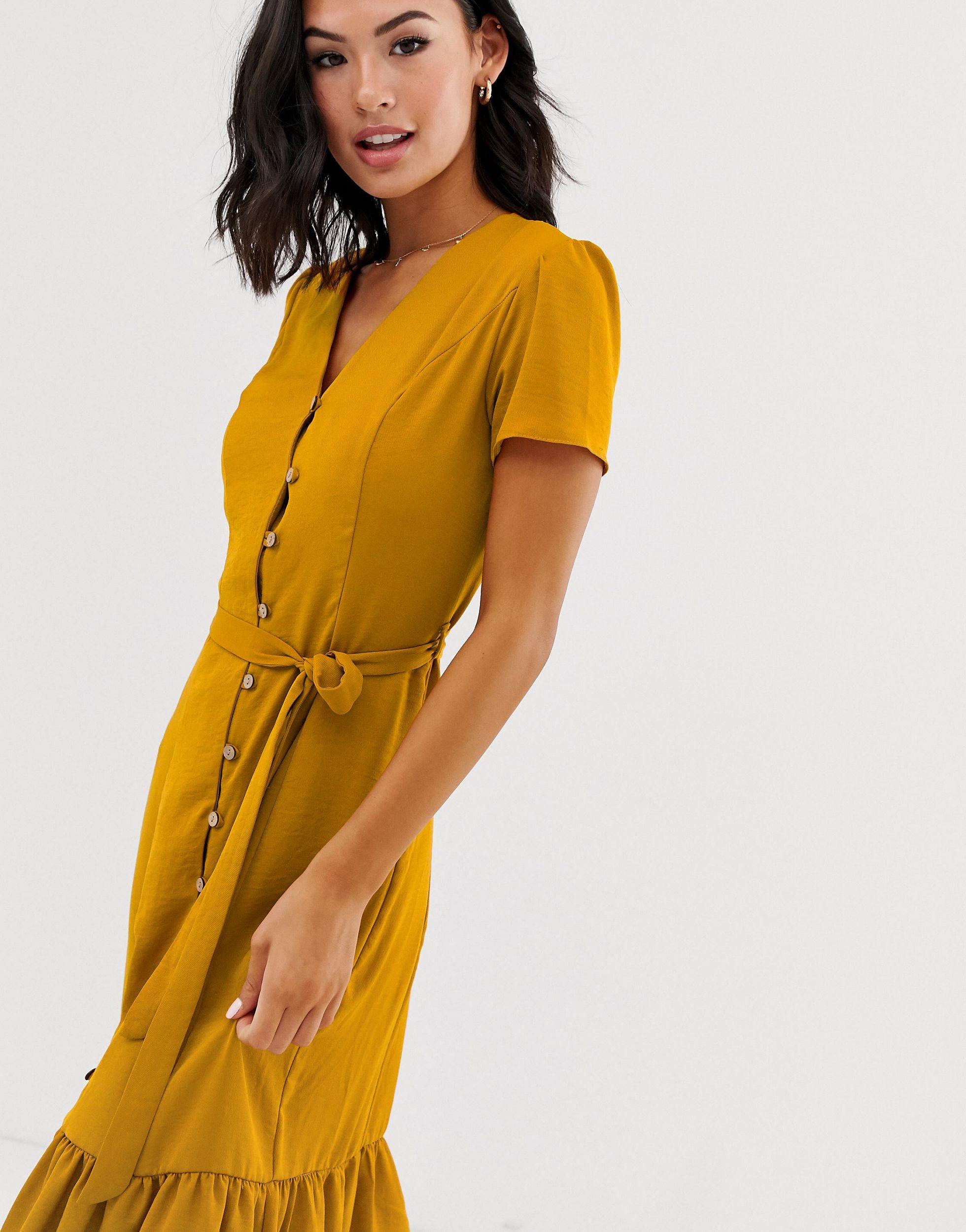 new look mustard midi dress
